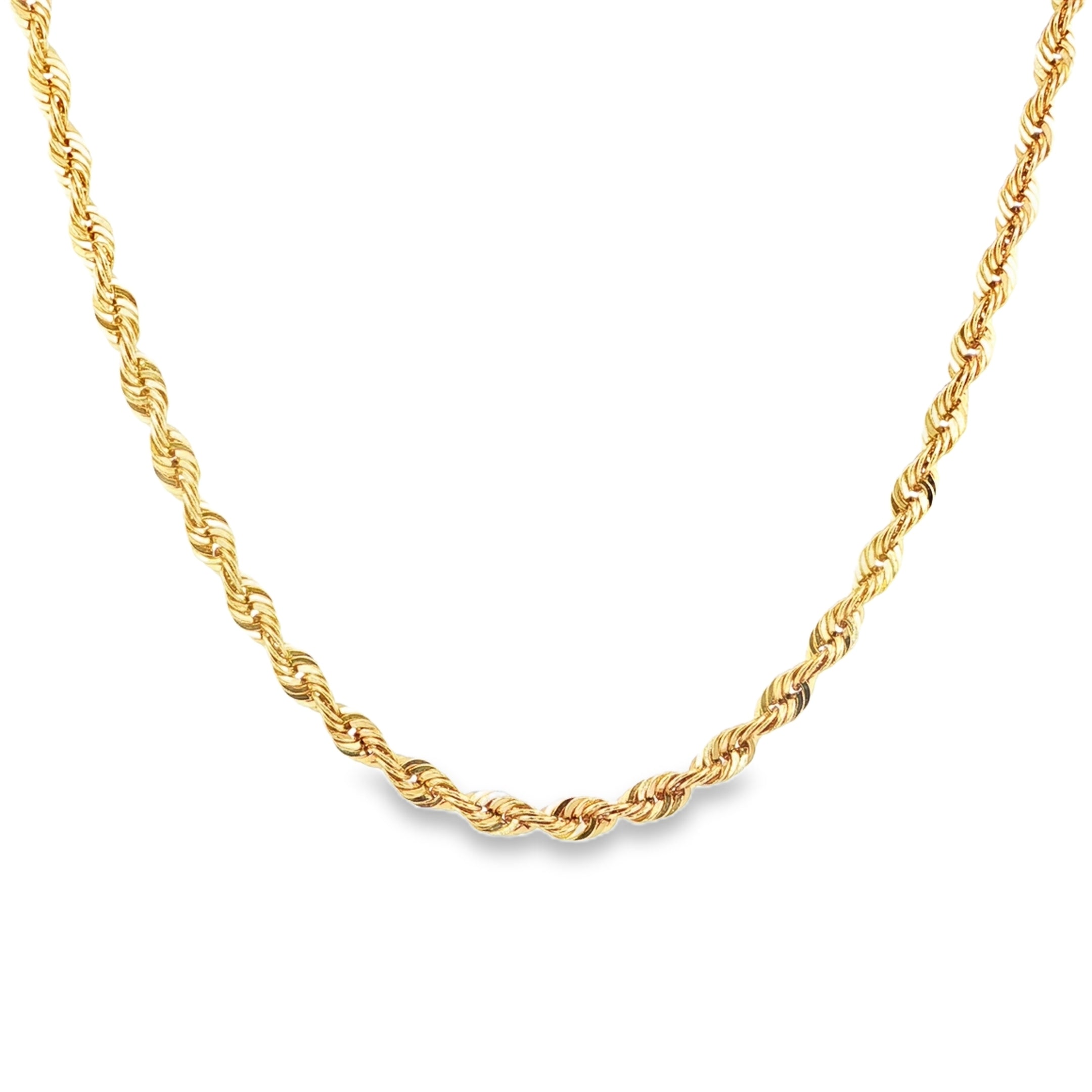 14K Yellow Gold Thick Diamond-Cut Semi-Hollow Rope Chain 6.5MM