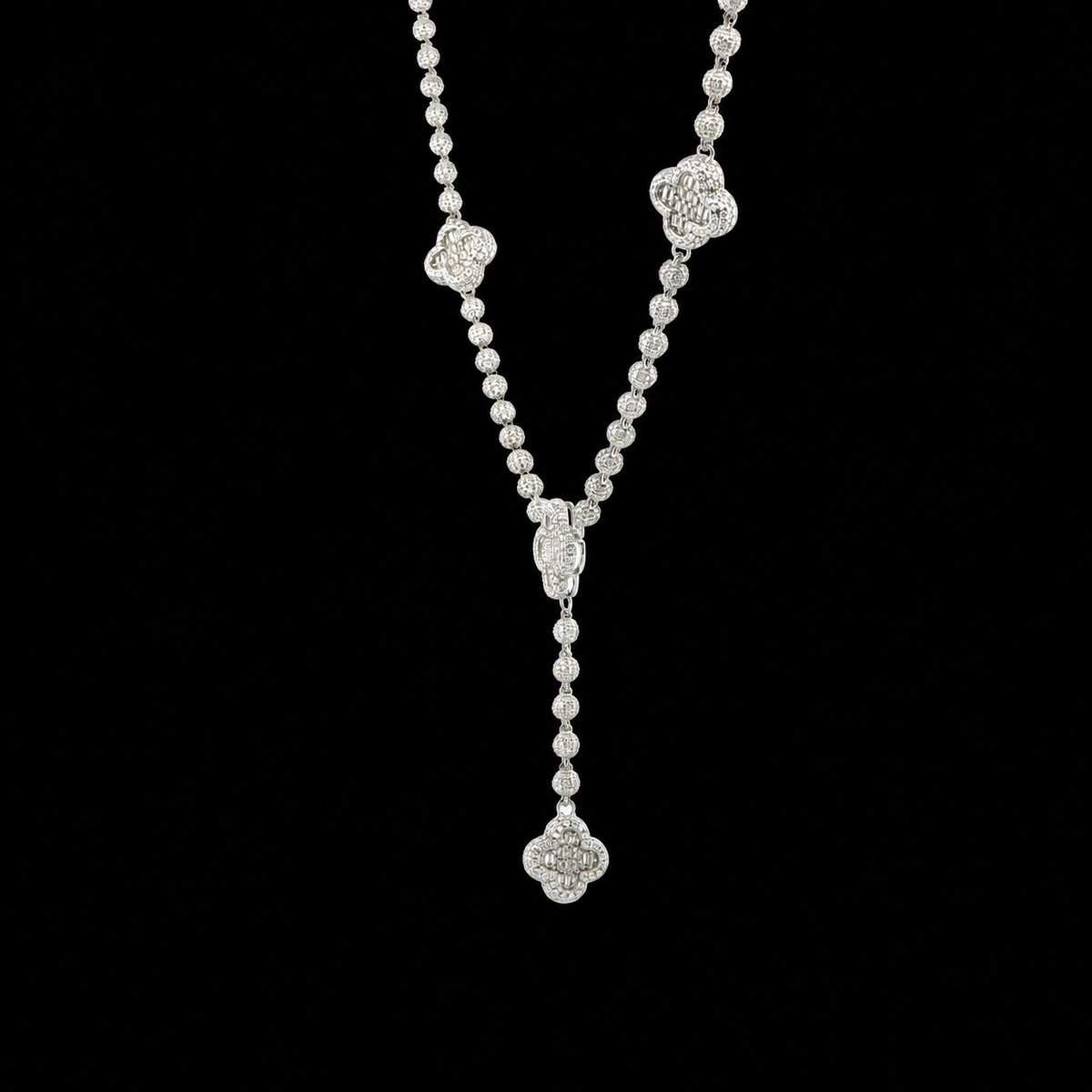 VVS moissanite clover lariat necklace featuring 16.03 CTW