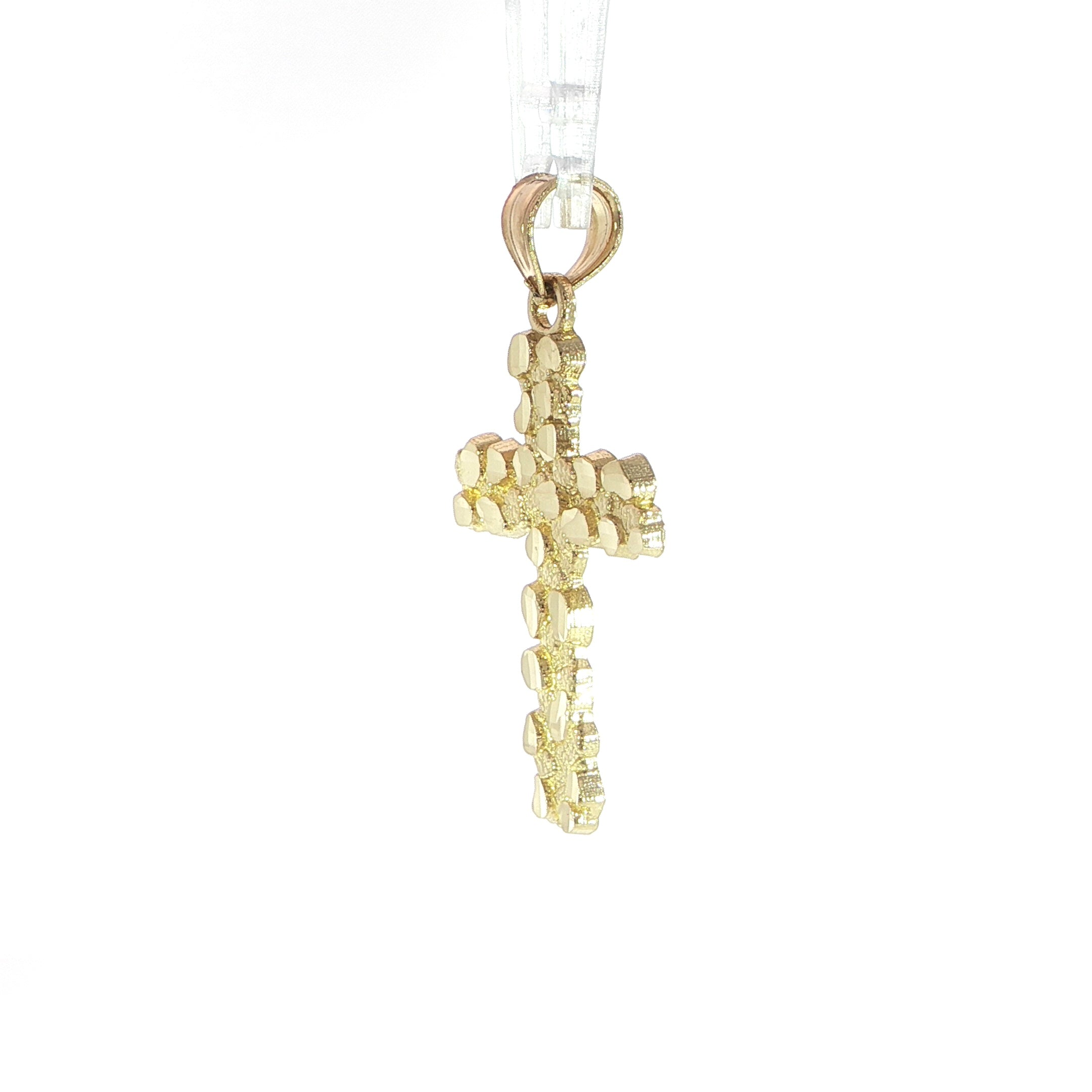 14K Yellow Gold Nugget Cross Pendant