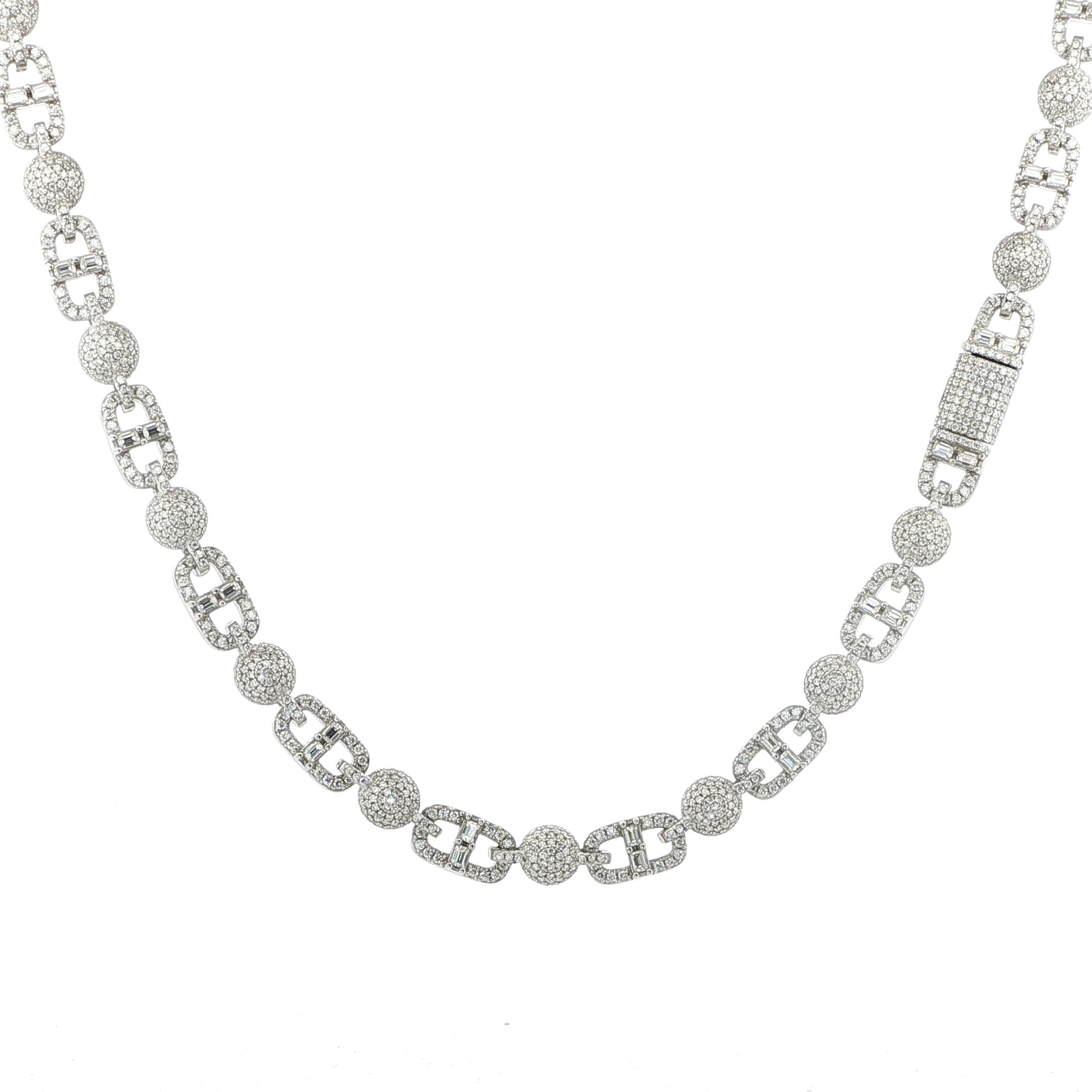 925 Sterling Silver Cross Flat Chain with VVS Moissanite