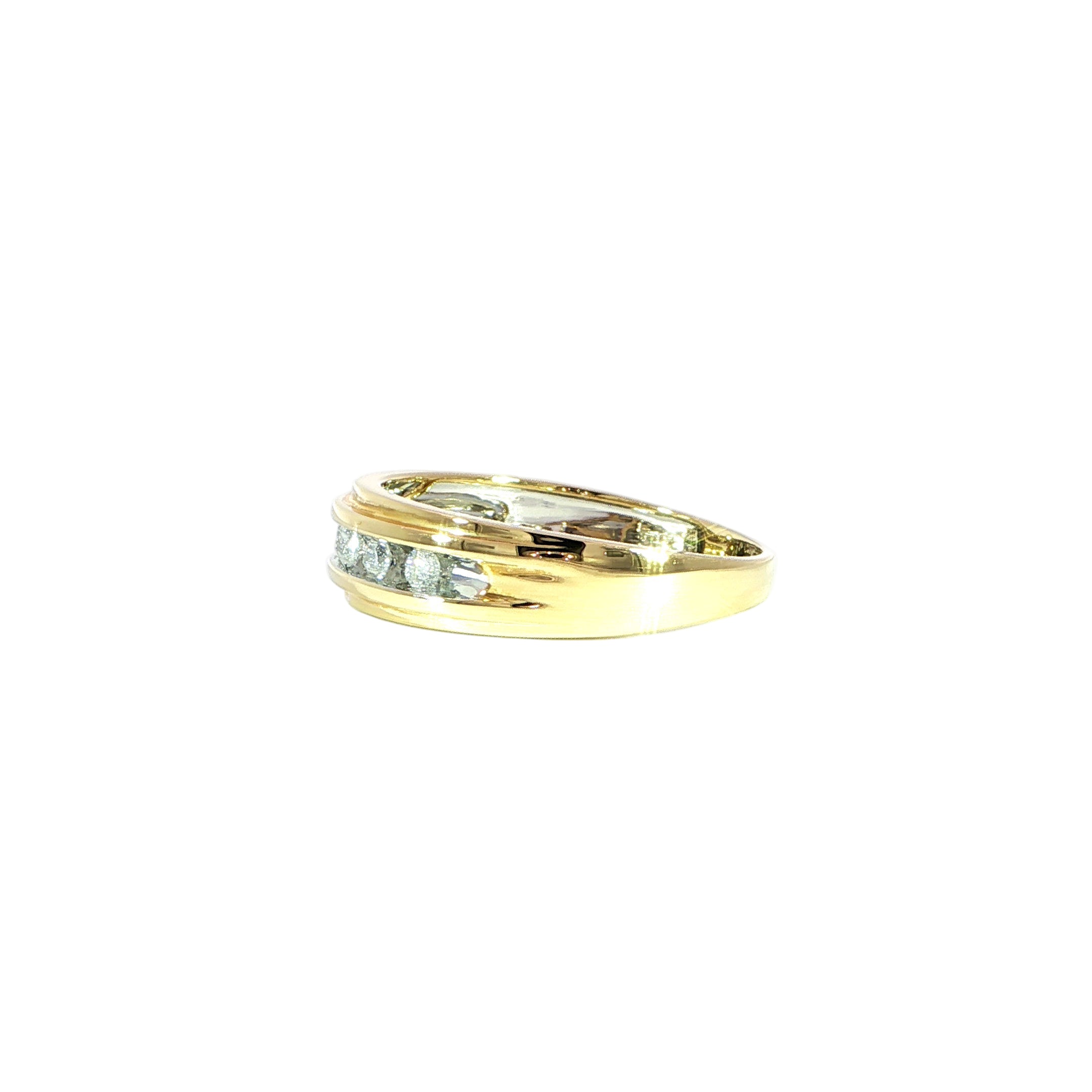 6.5mm diamond band yellow gold side