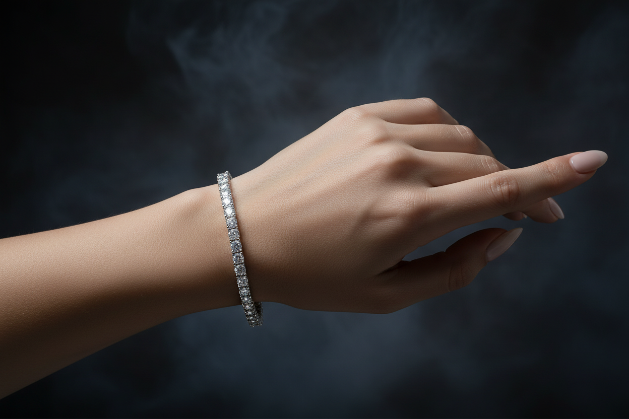 Sterling Silver Tennis Bracelet – VVS Moissanite – 4mm