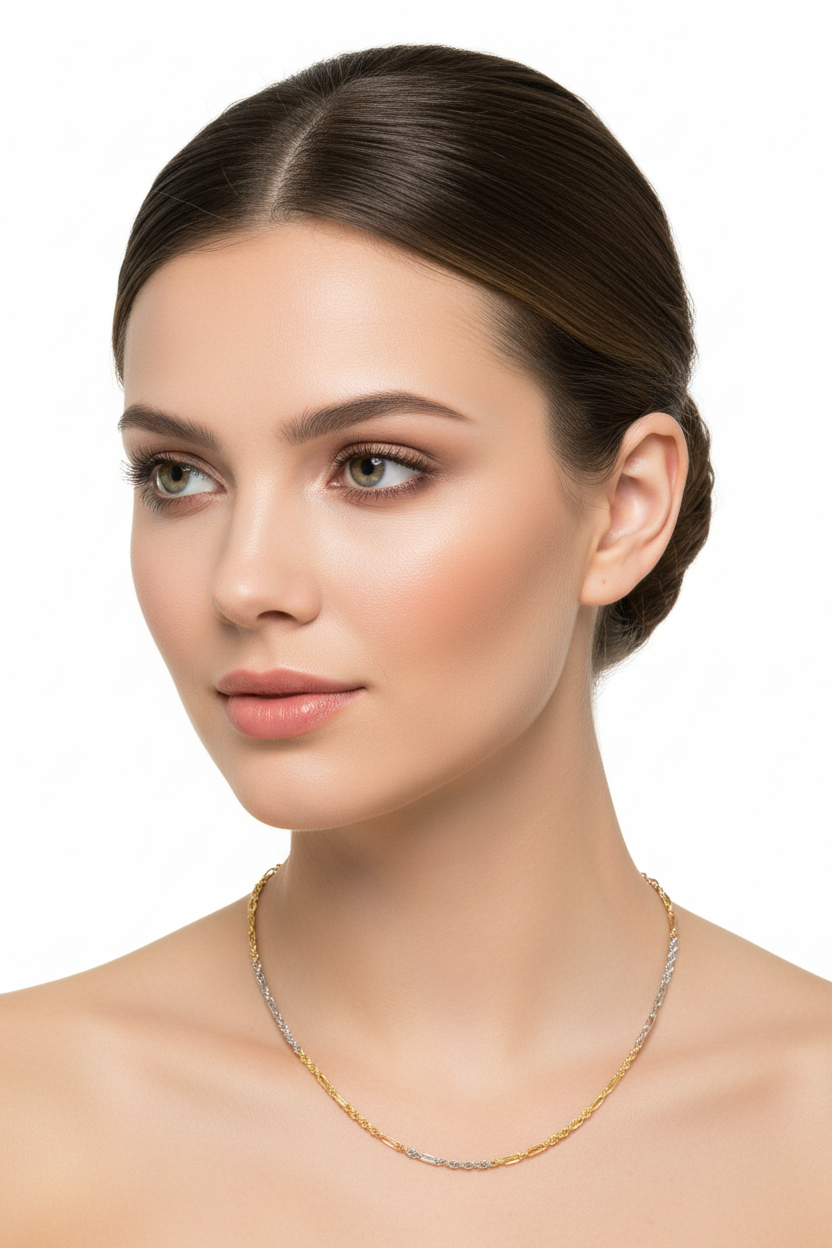 14K Gold Tri-Colo Solid Milano Necklace - 3.2MM