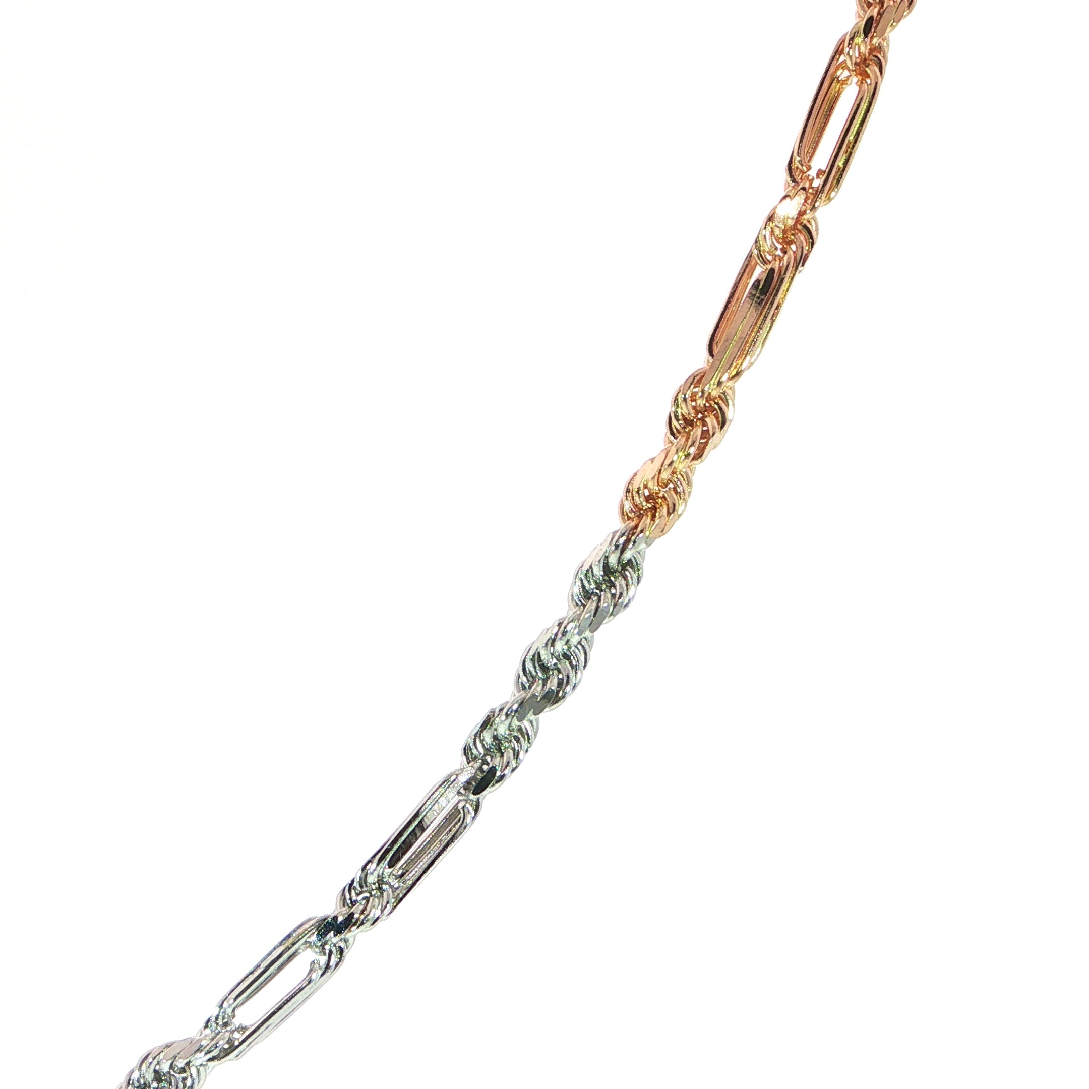 14K Gold Tri-Colo Solid Milano Necklace - 3.2MM