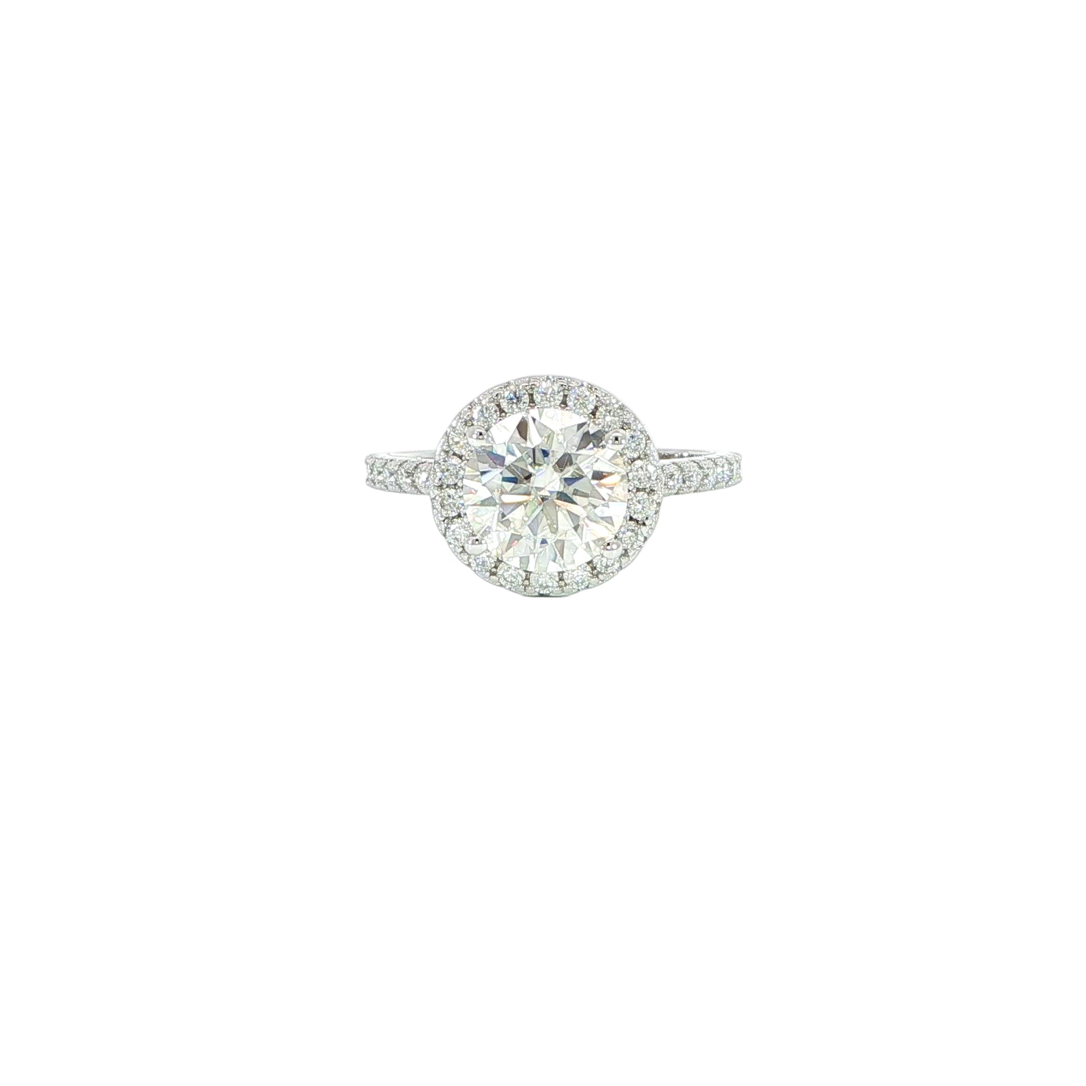 2CT Round Moissanite Halo Ring in Sterling Silver