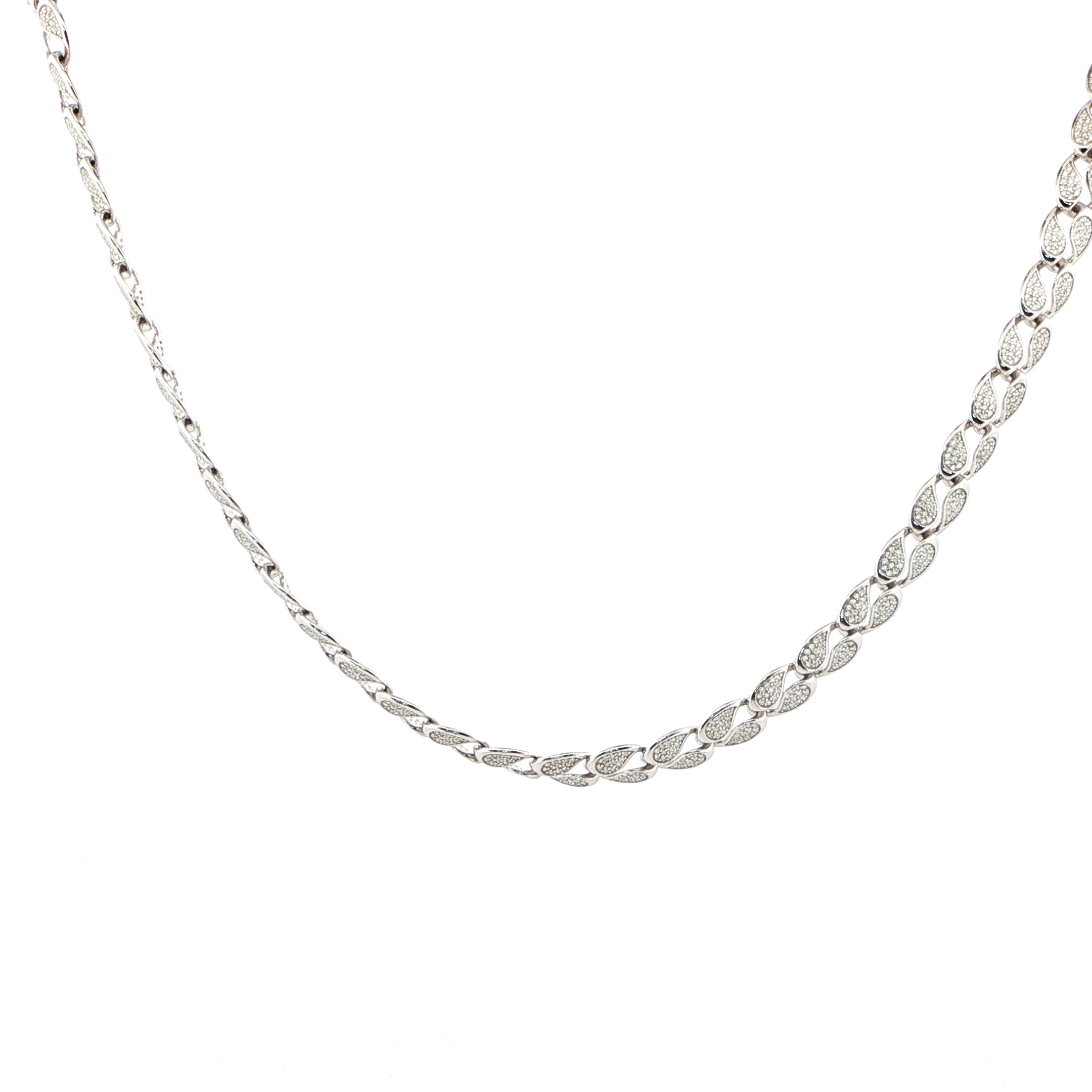 Sterling Silver Chain/Necklace with Unique New Design - 7.7mm, VVS Moissanite Stones, 5.54 Total Carats