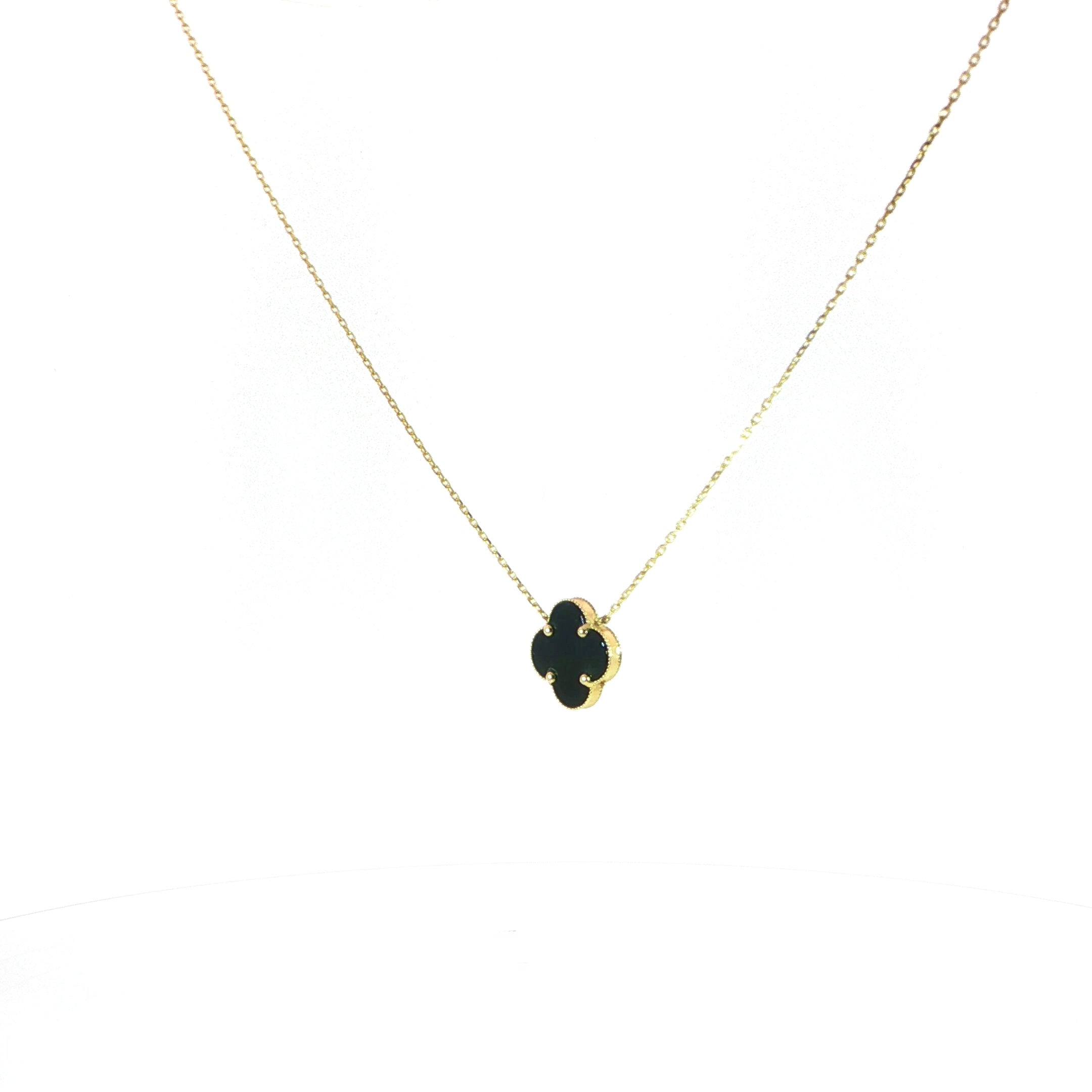 14K Yellow Gold Clover Necklace