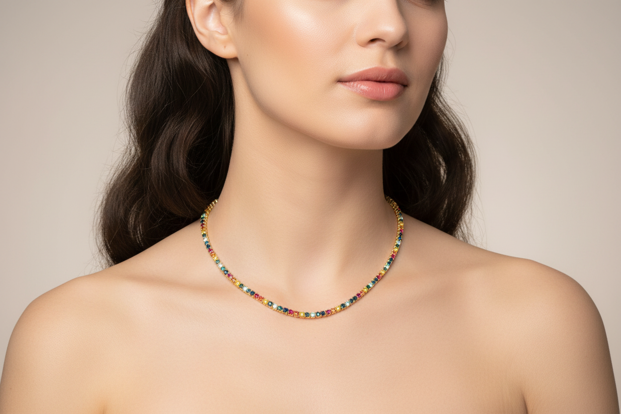 Sterling Silver 3MM Tennis Necklace – VVS Moissanite