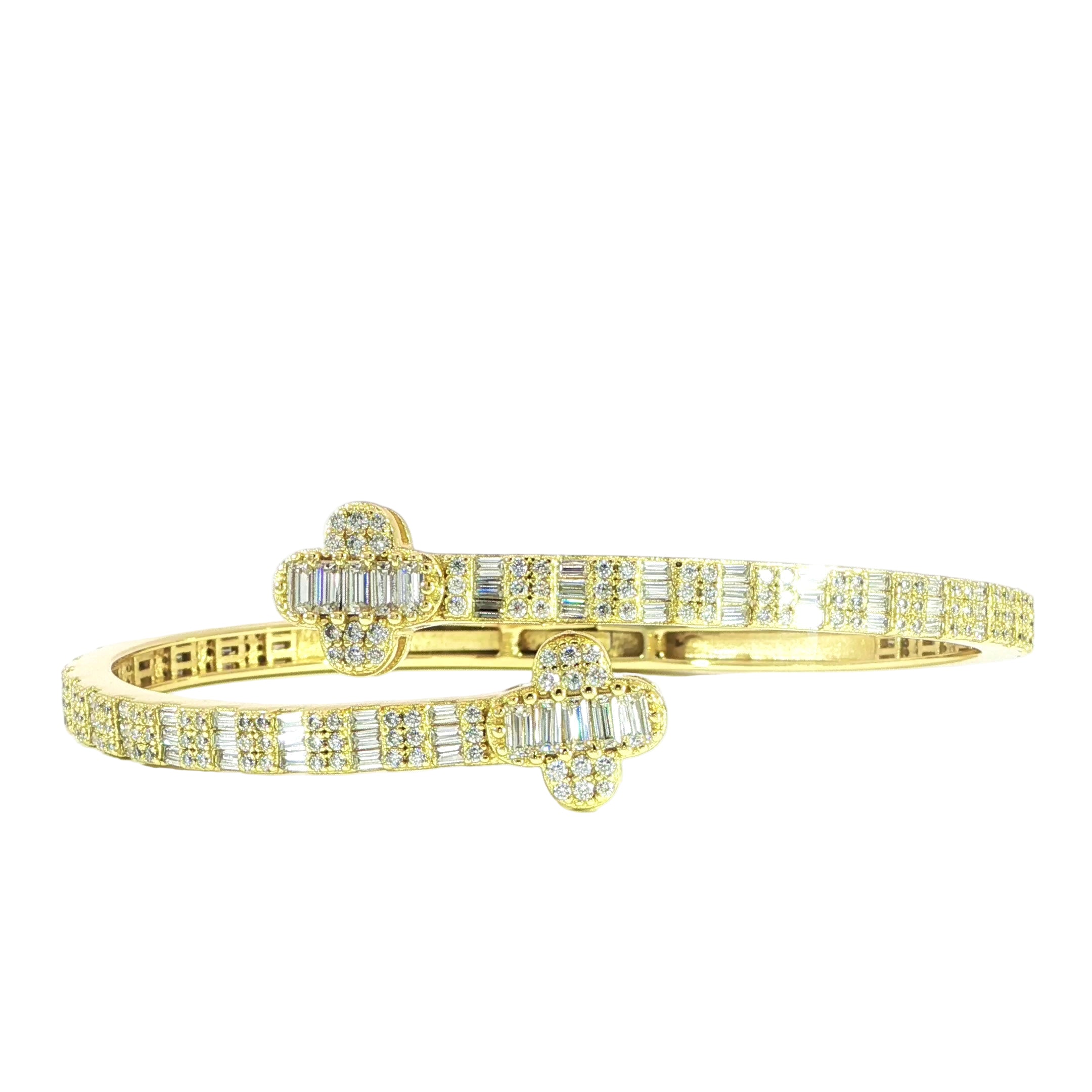 Sterling Silver Bangle Bracelet with VVS Moissanite Stones, 4.32 Total Carats