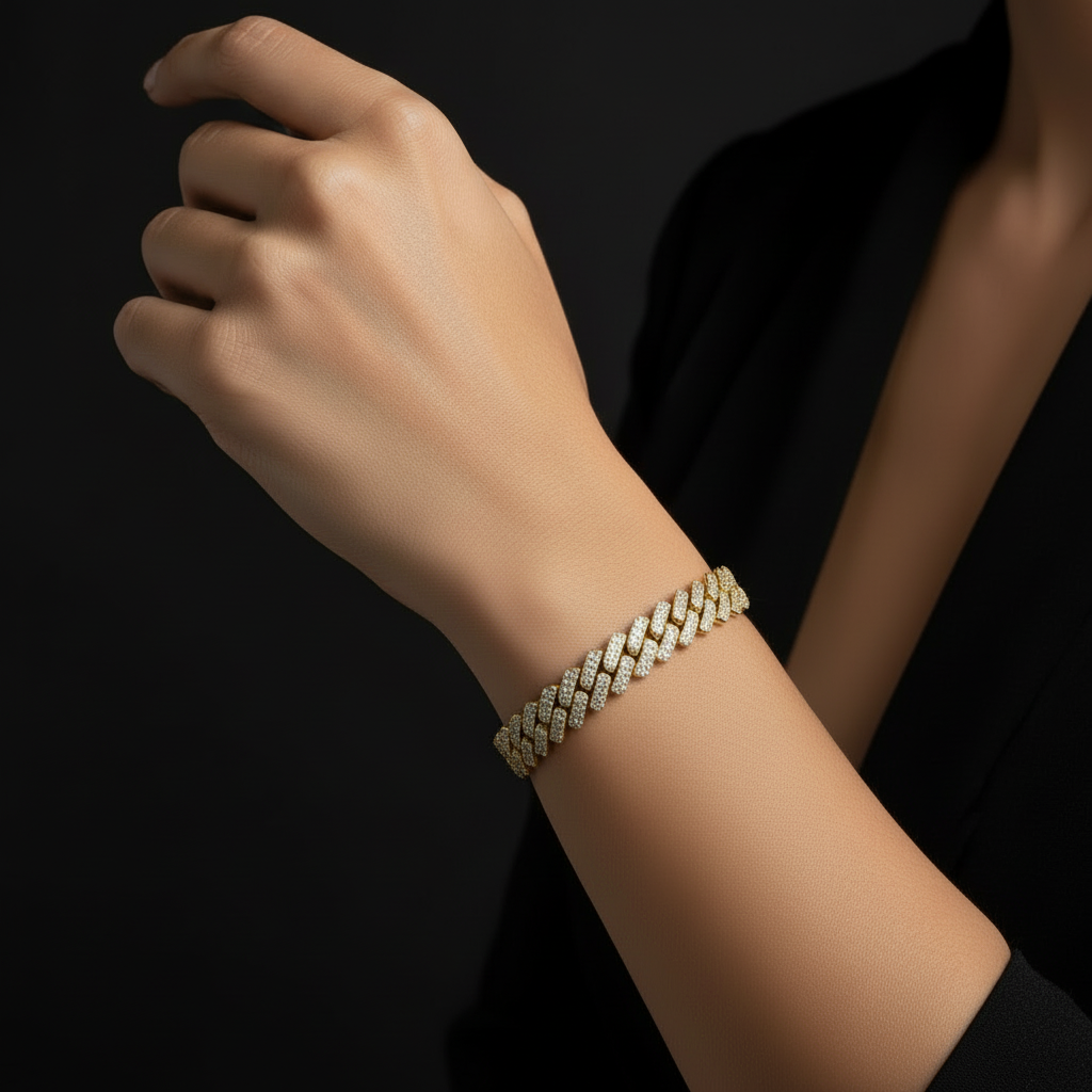 Sterling Silver Solid Miami Cuban Bracelet – VVS Moissanite – 8mm