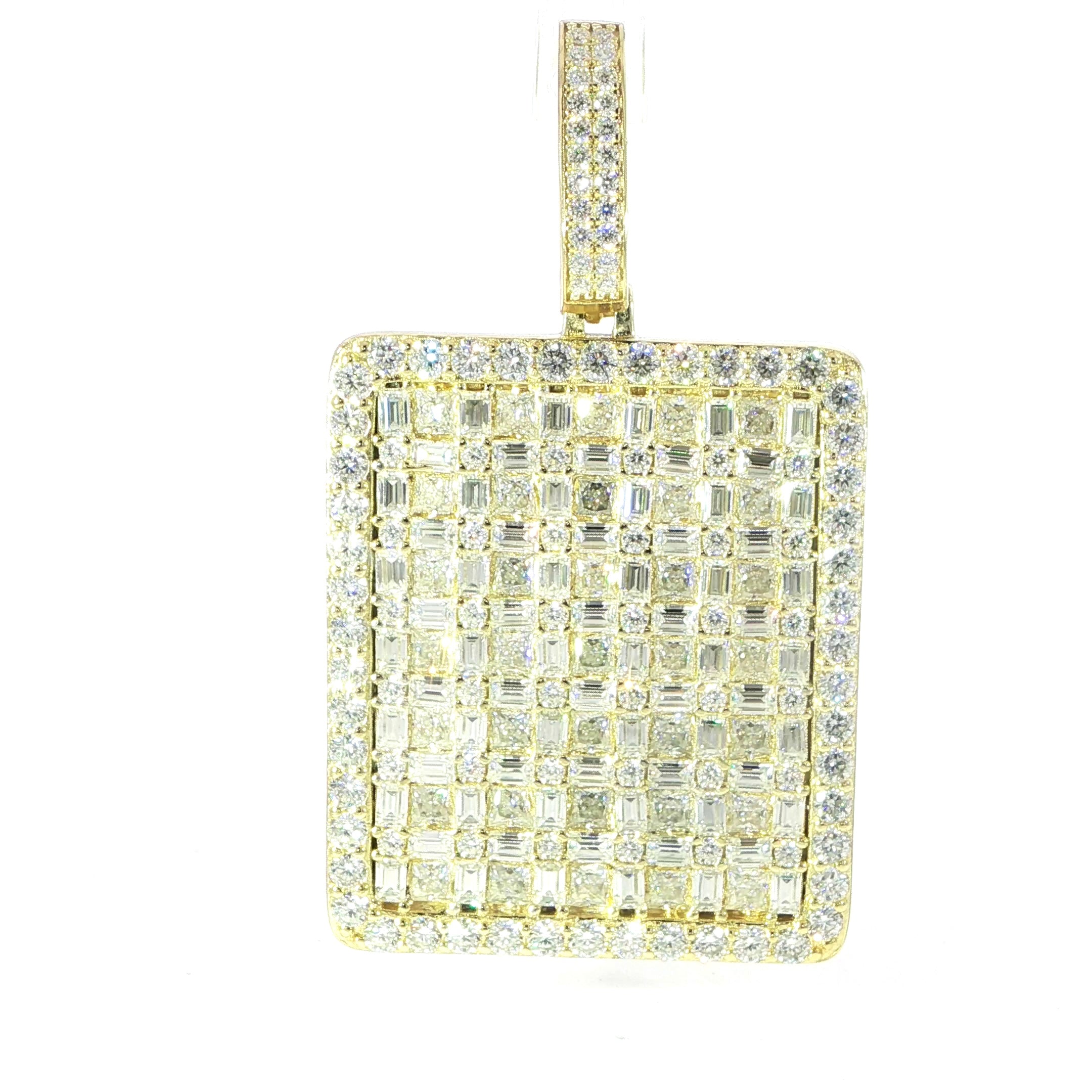 925 Sterling Silver Iced Rectangle Pendant with VVS Moissanite - 24.67ctw