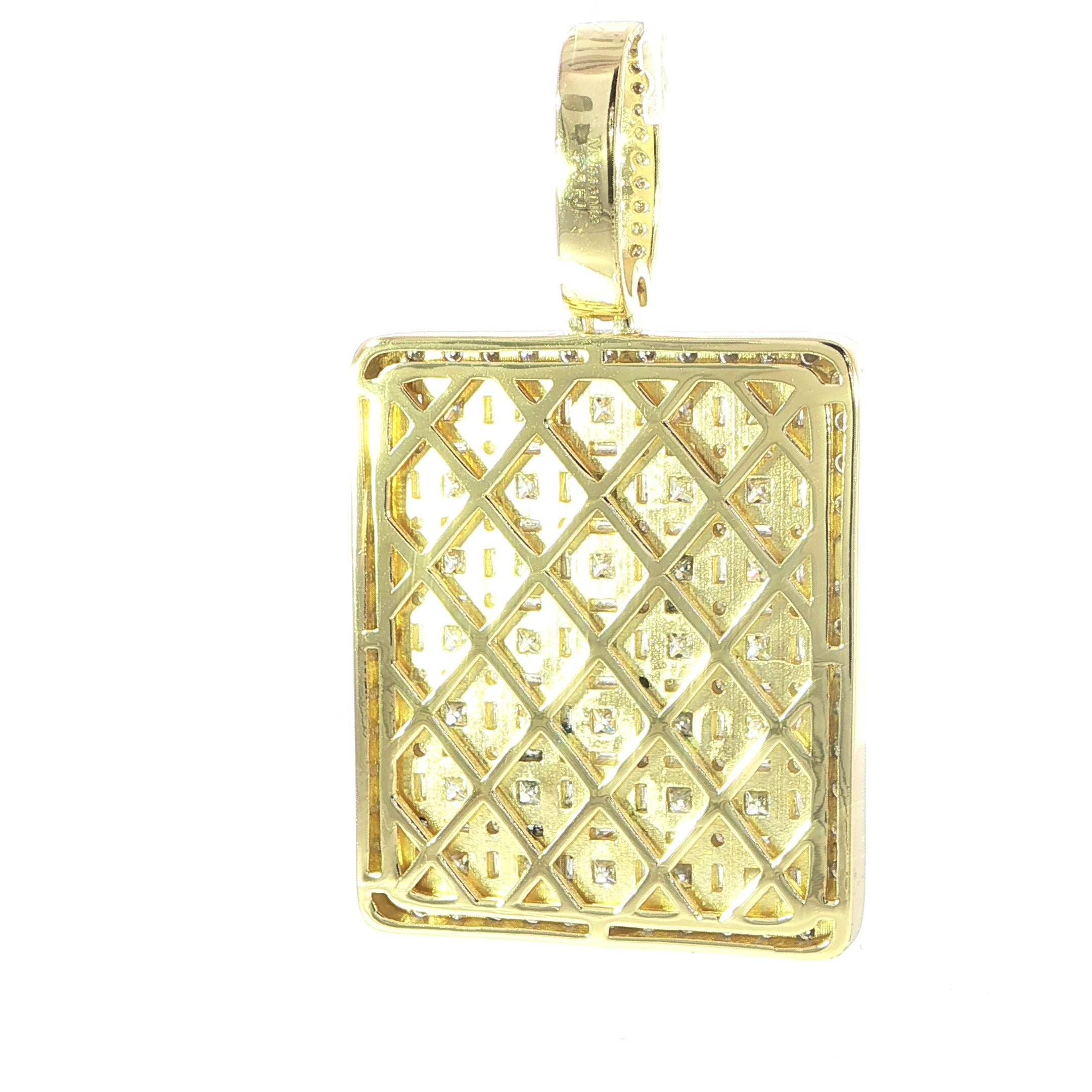925 Sterling Silver Iced Rectangle Pendant with VVS Moissanite - 24.67ctw
