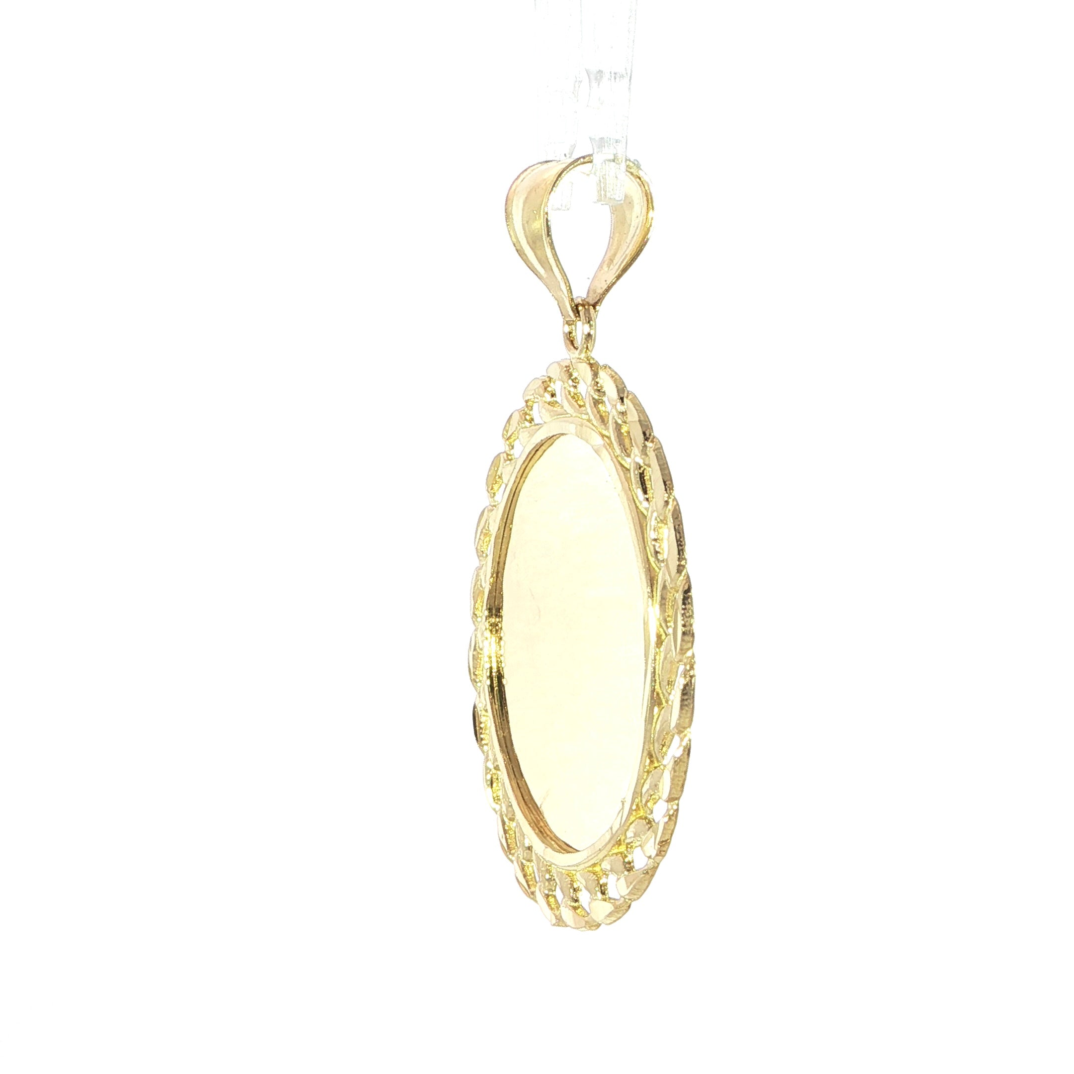 10K Gold Cuban Picture Frame Pendant