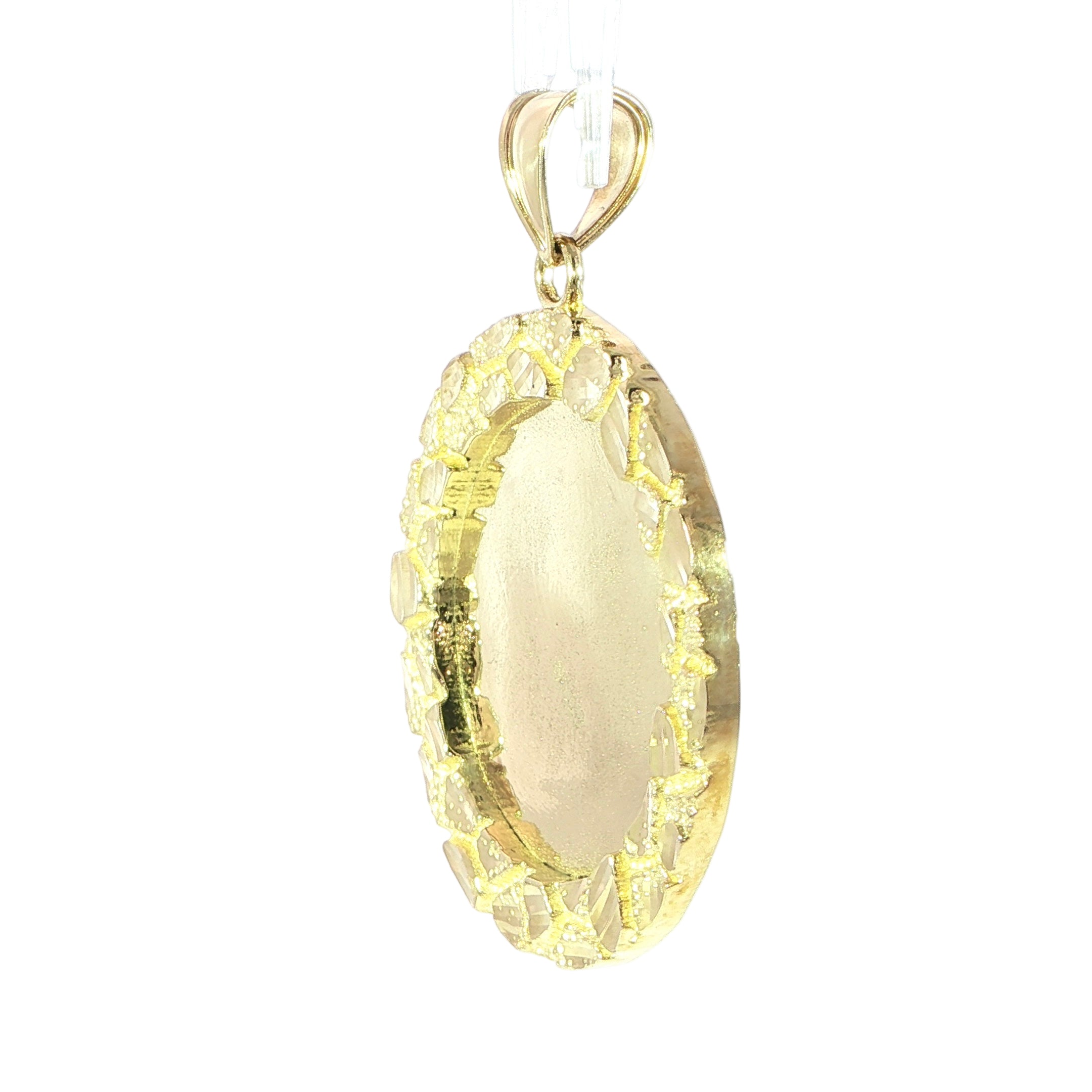 10K Gold Nugget-Style Picture Frame Pendant