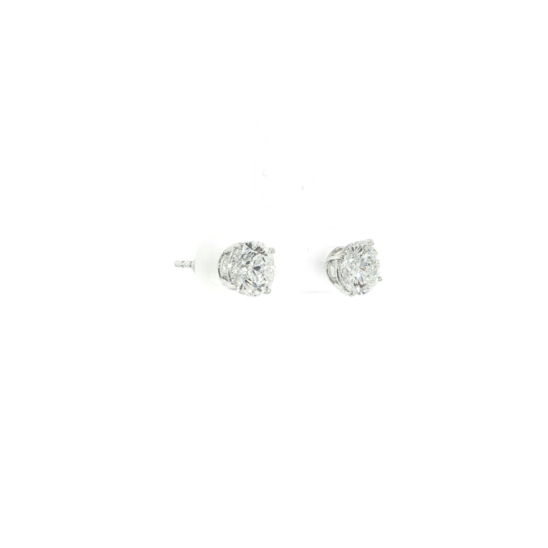 14K White Gold Diamond Studs – 2.08 CTW