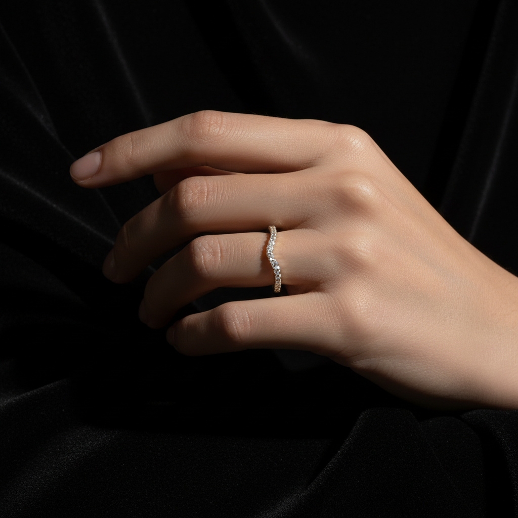 14K Gold Diamond Contour Band