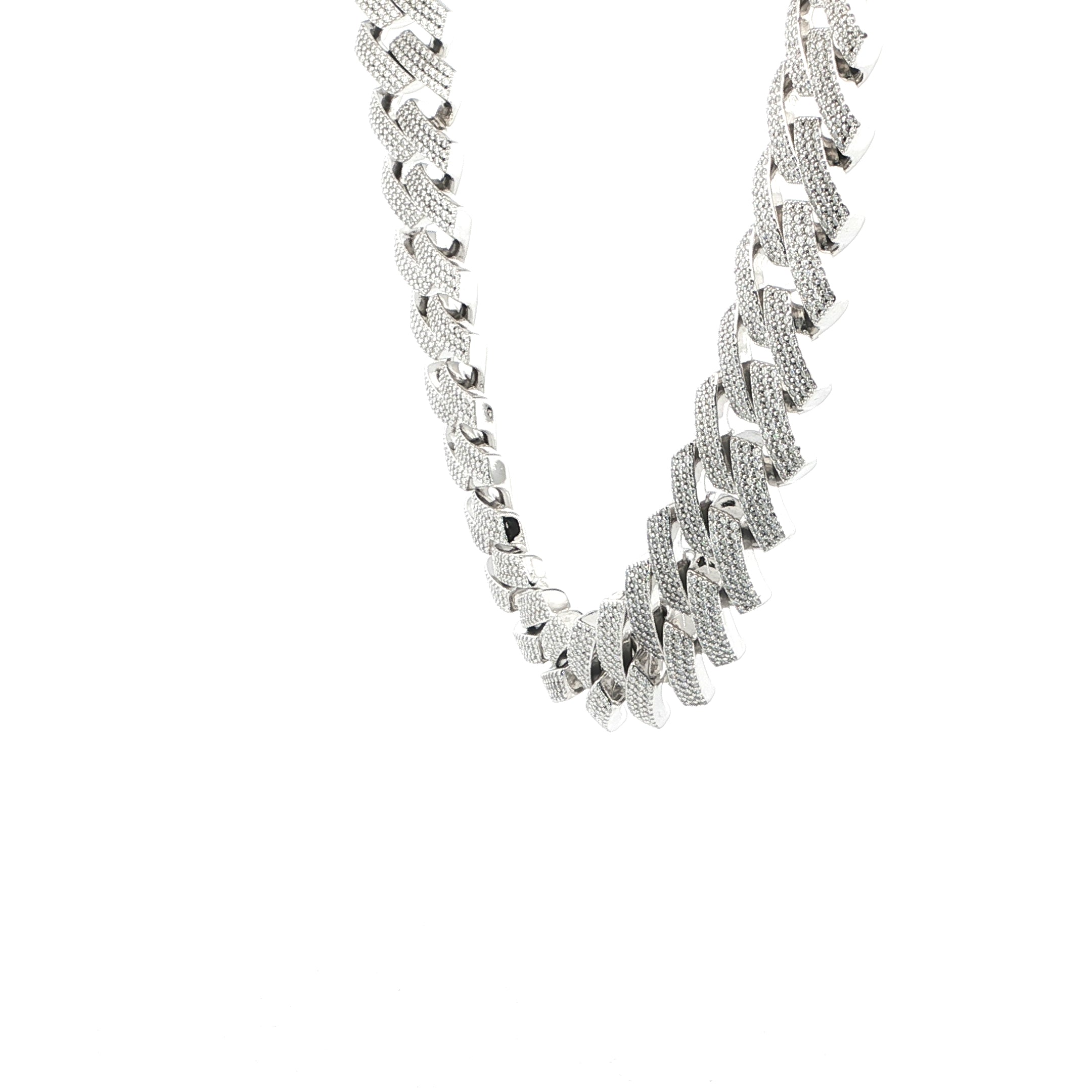 Sterling Silver Iced Miami Cuban Chain - VVS Moissanite 47 CTW