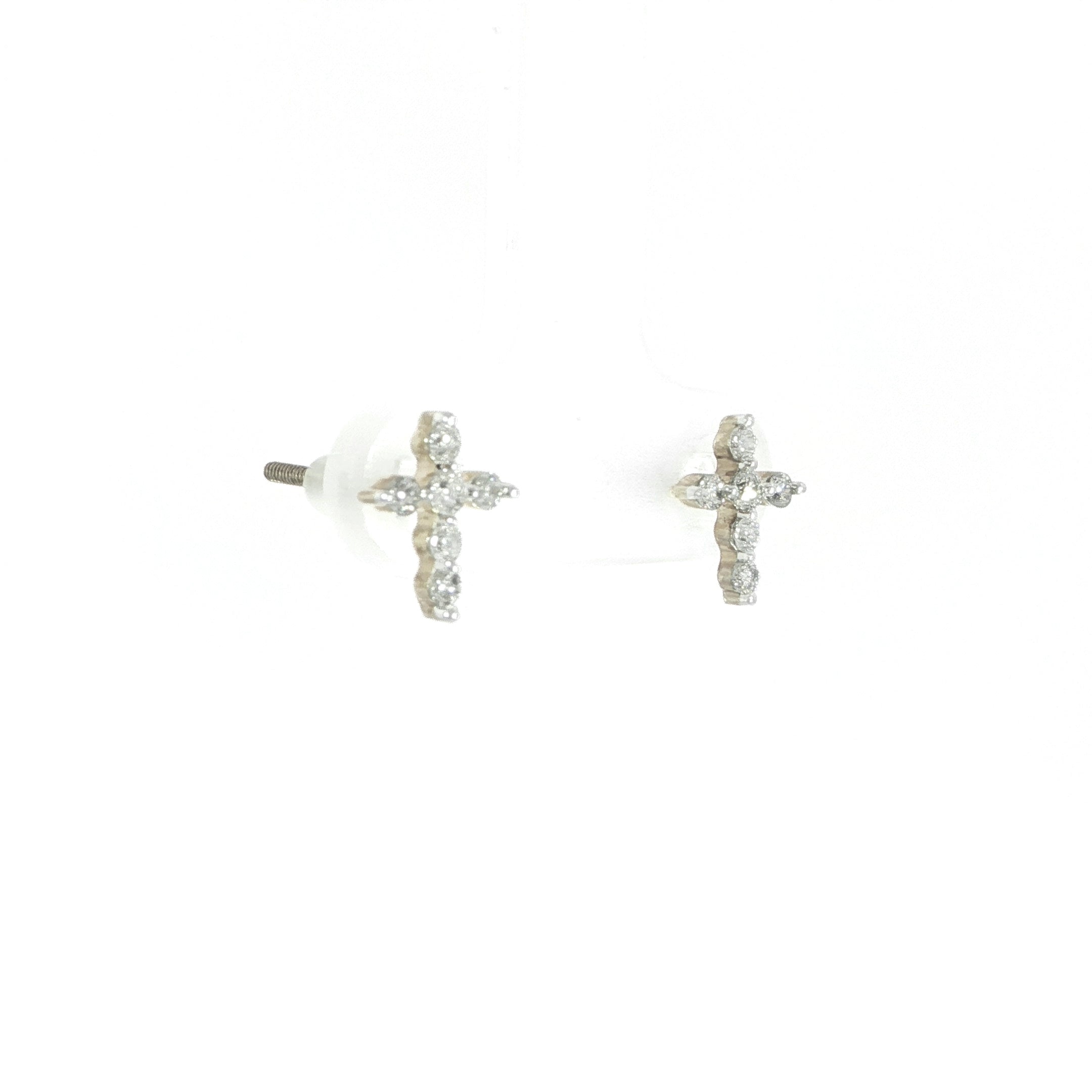 10K Natural Diamond Cross Earring
