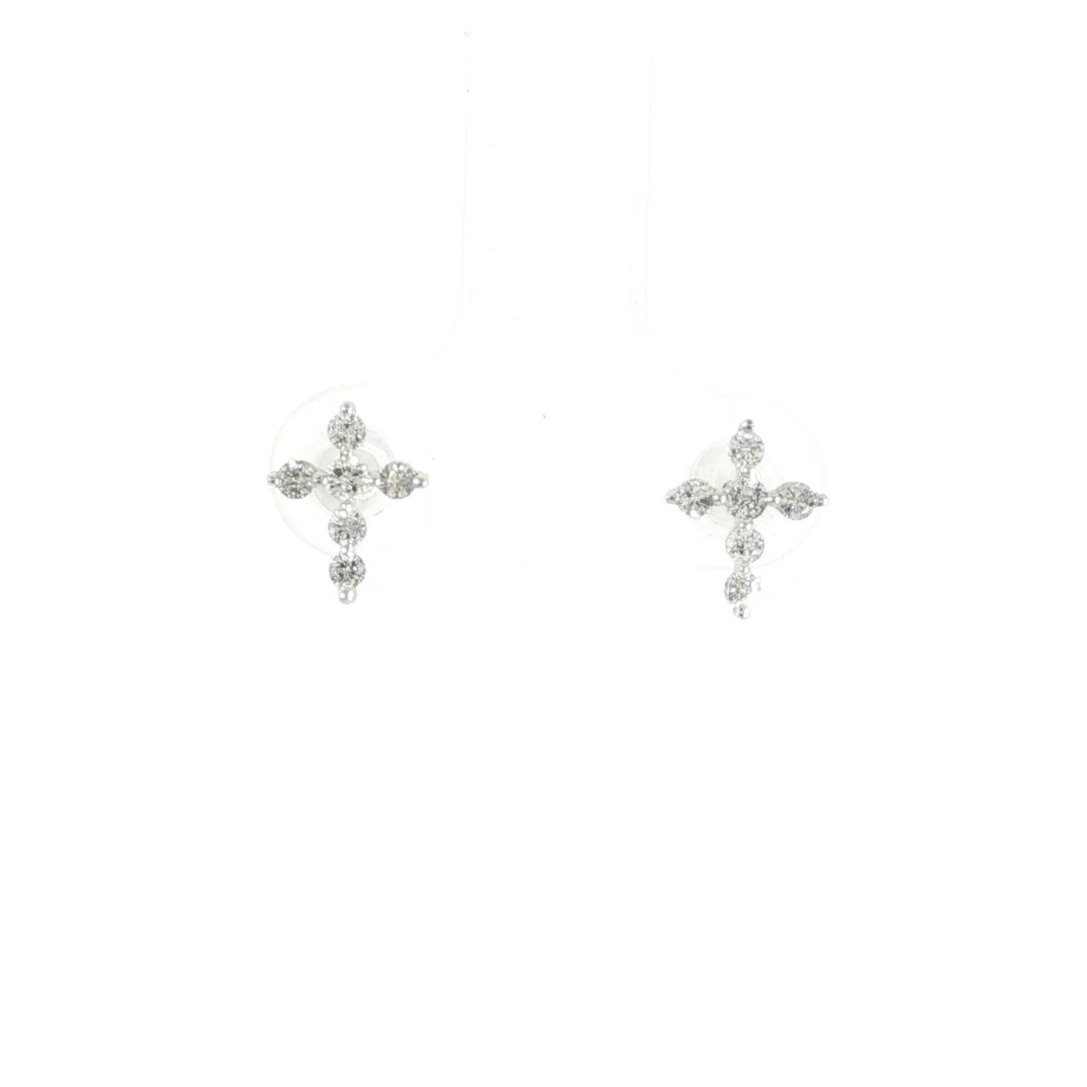 10K Natural Diamond Cross Earring