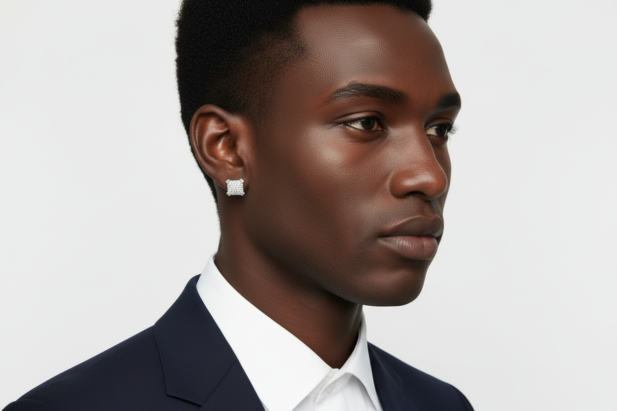 10K Gold Square Cluster Diamond Earrings – 0.32 CTW