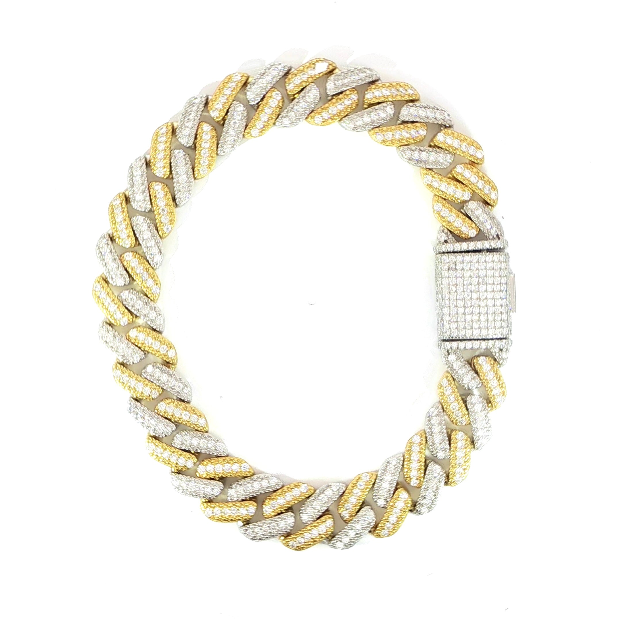 Solid Miami Cuban Bracelet - Sterling Silver, 12mm VVS Moissanite