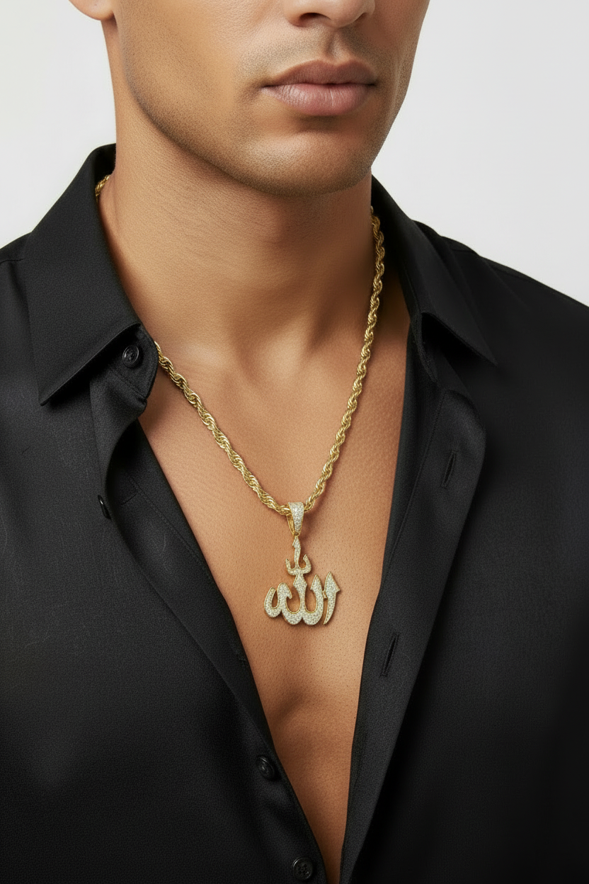 Sterling Silver Allah Pendant – VVS Moissanite 1.80 CTW