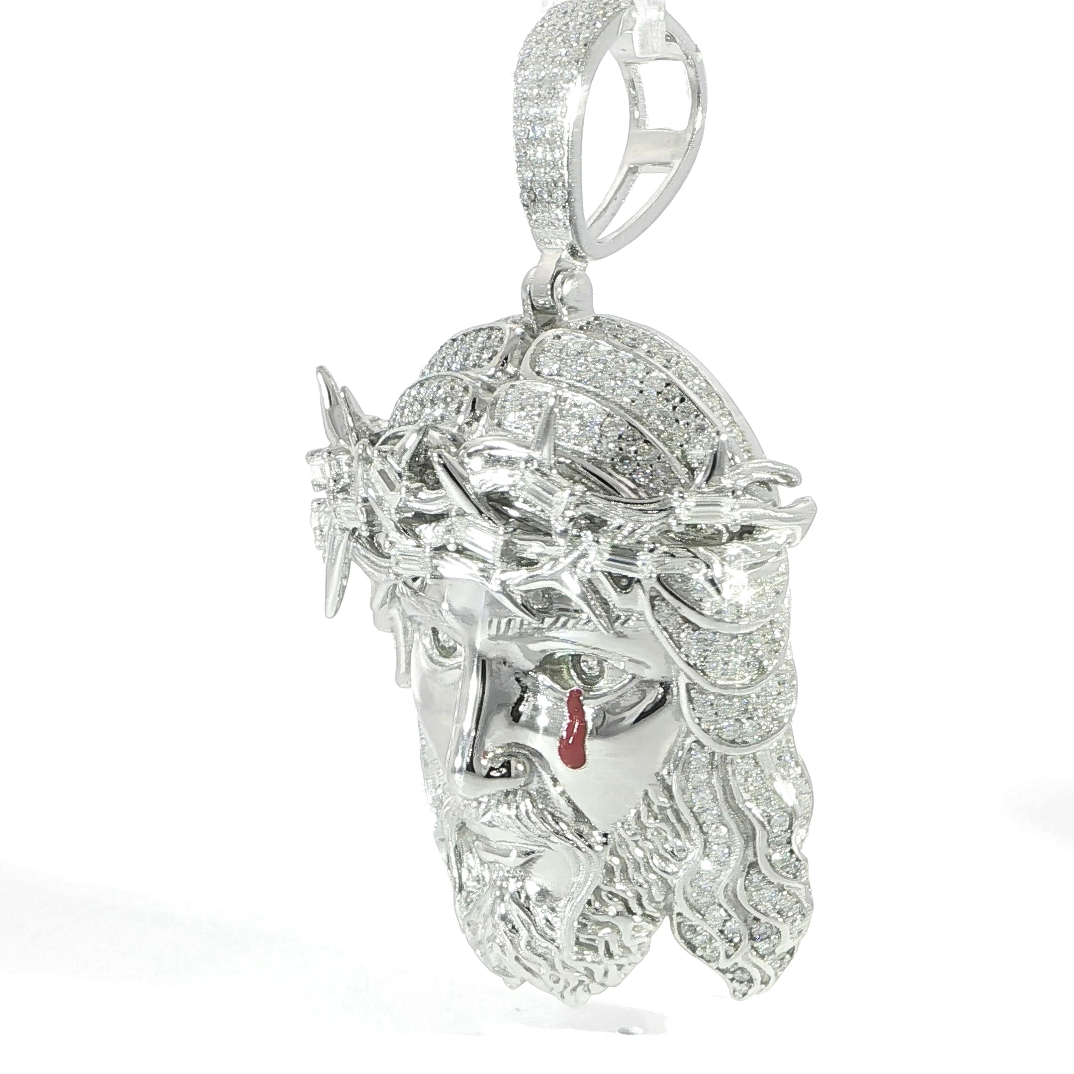 Sterling Silver 3-D Jesus Head Pendant – VVS Moissanite 3.3 CTW