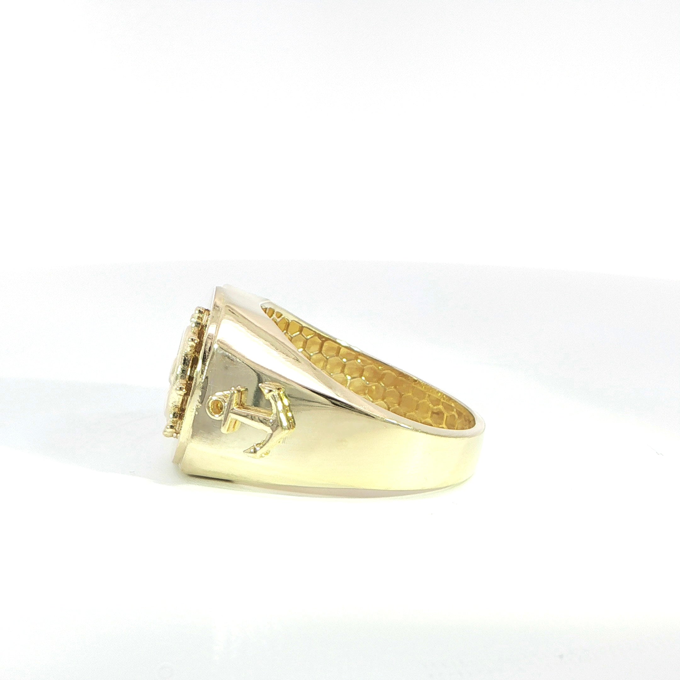 14K Yellow Gold Mariner Anchor Ring – 15mm