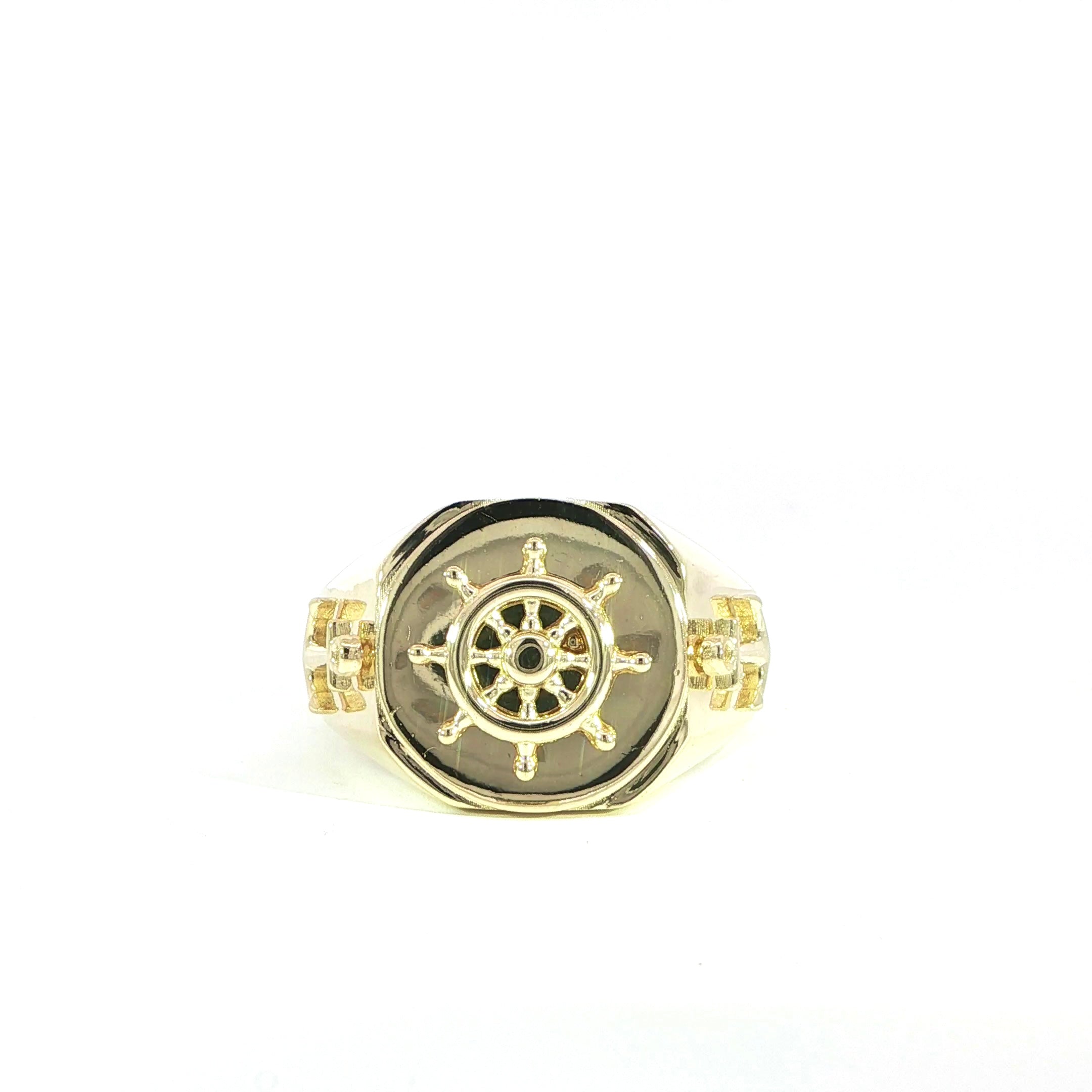 14K Yellow Gold Mariner Anchor Ring – 15mm