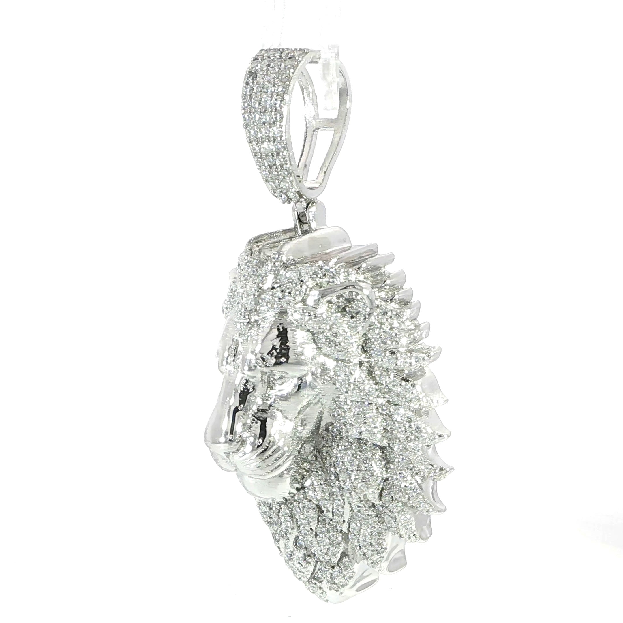 Sterling Silver Iced Lion Head Pendant – VVS Moissanite 4.2 CTW