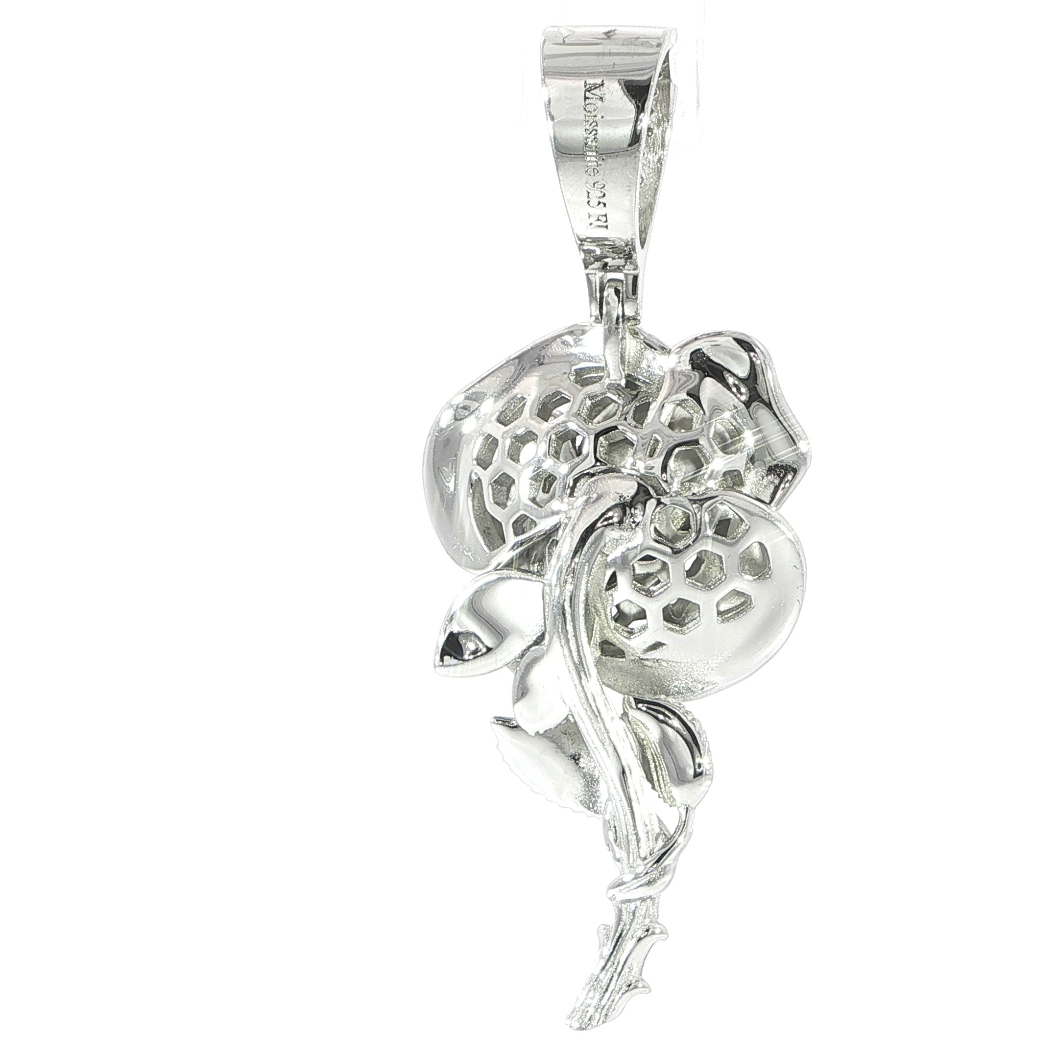Sterling Silver Iced Rose Pendant – VVS Moissanite 2.3 CTW