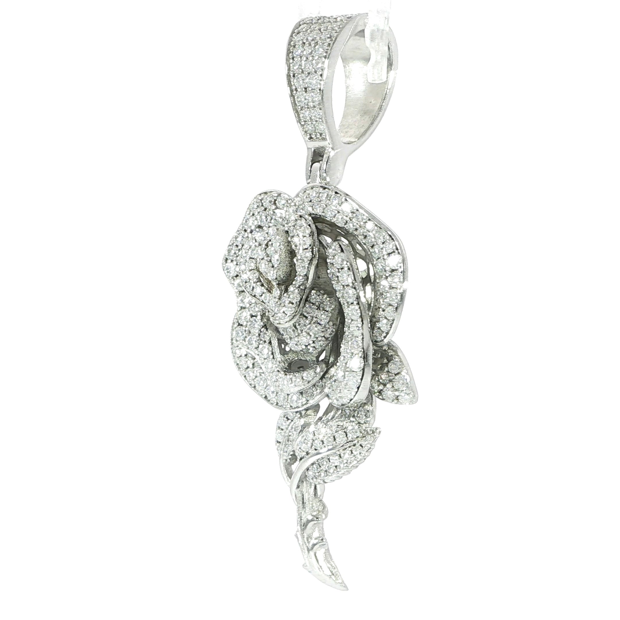 Sterling Silver Iced Rose Pendant – VVS Moissanite 2.3 CTW
