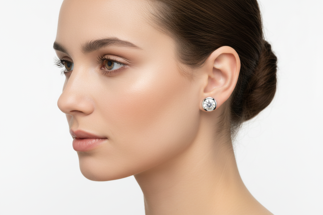 14K White Gold Bezel Stud Earrings – 4.20 CTW