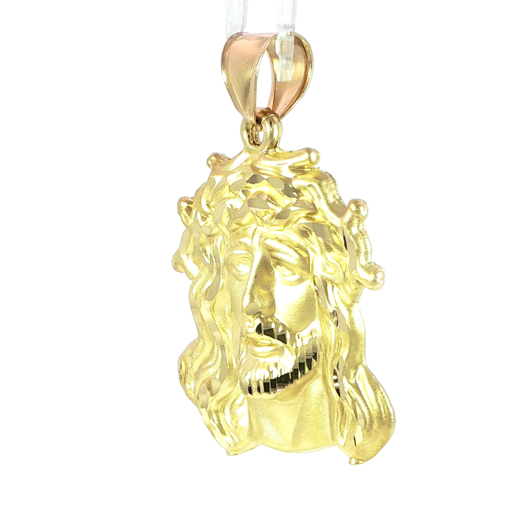 14K Yellow Gold Jesus Head Pendant