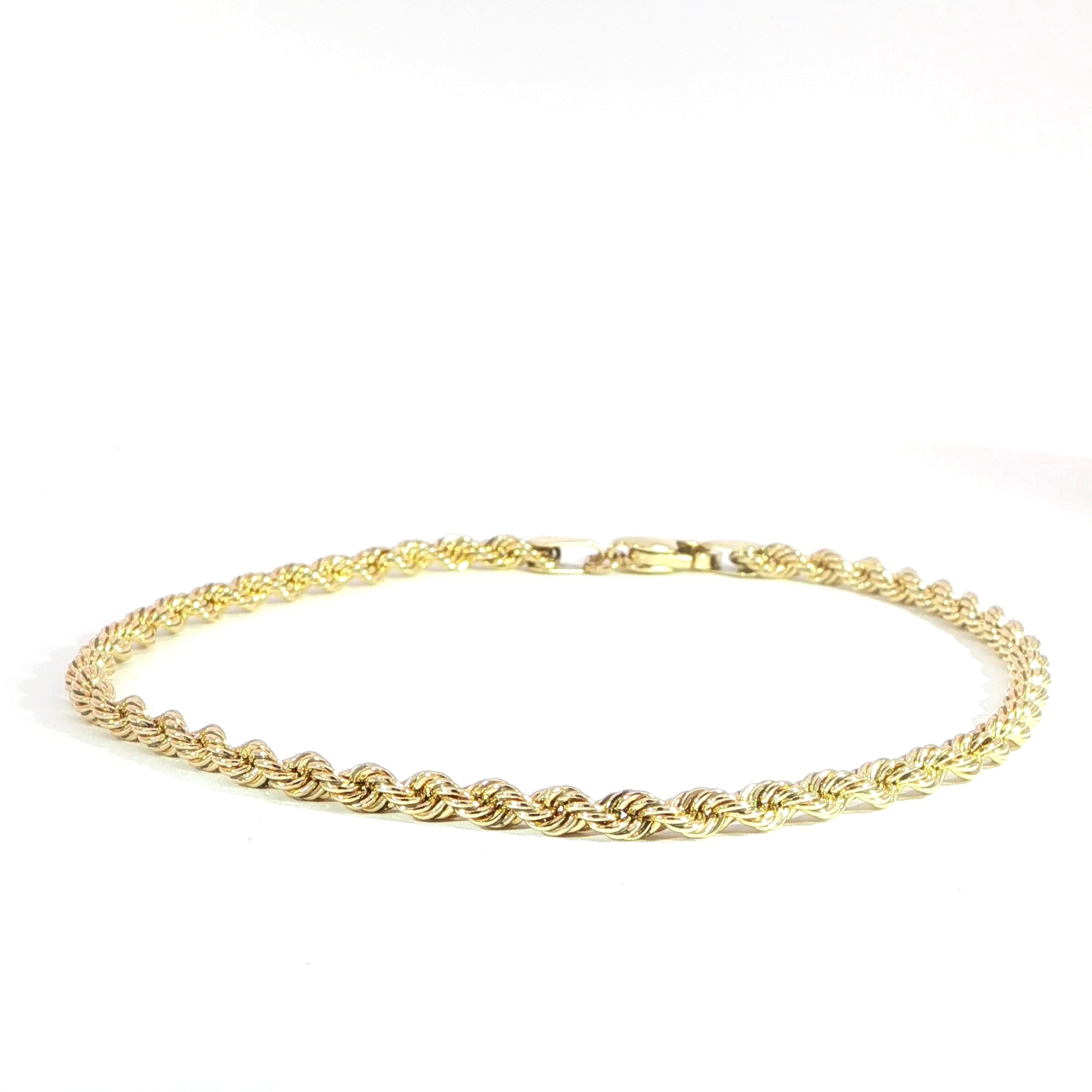 10K Yellow Gold Rope Bracelet - 3MM