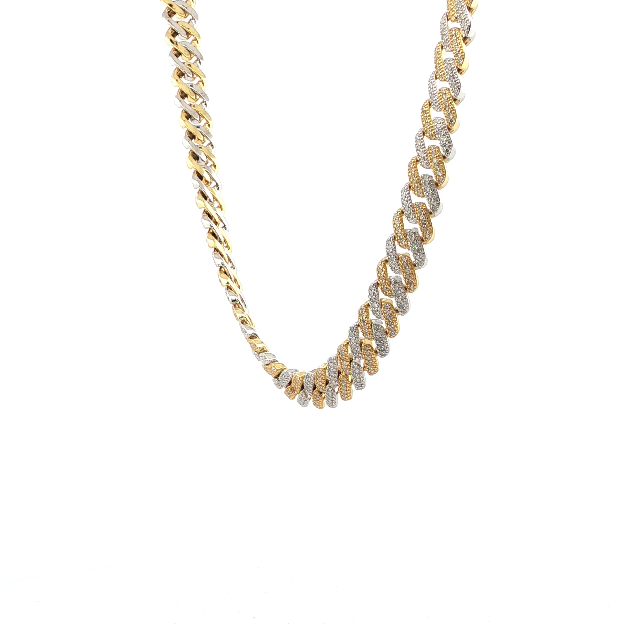 Sterling Silver Solid Miami Cuban Chain – VVS Moissanite – 12MM