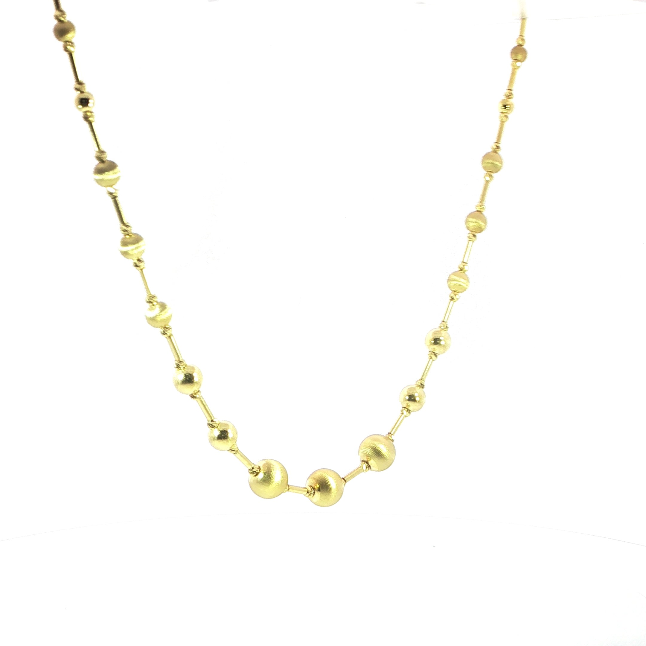 14K Gold Graduated Beaded Station Necklace
