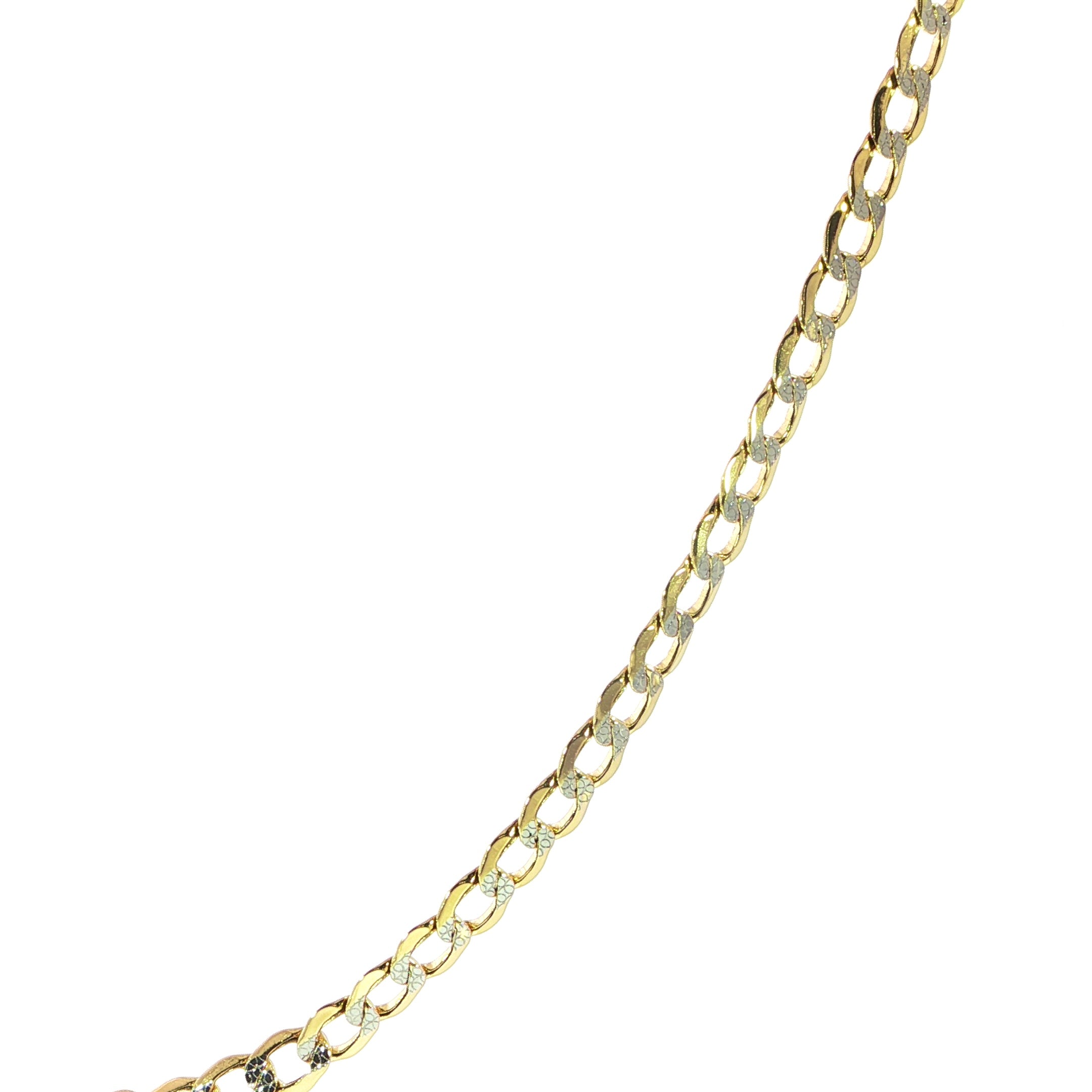 14K Gold Diamond-Cut Curb Chain - 4MM