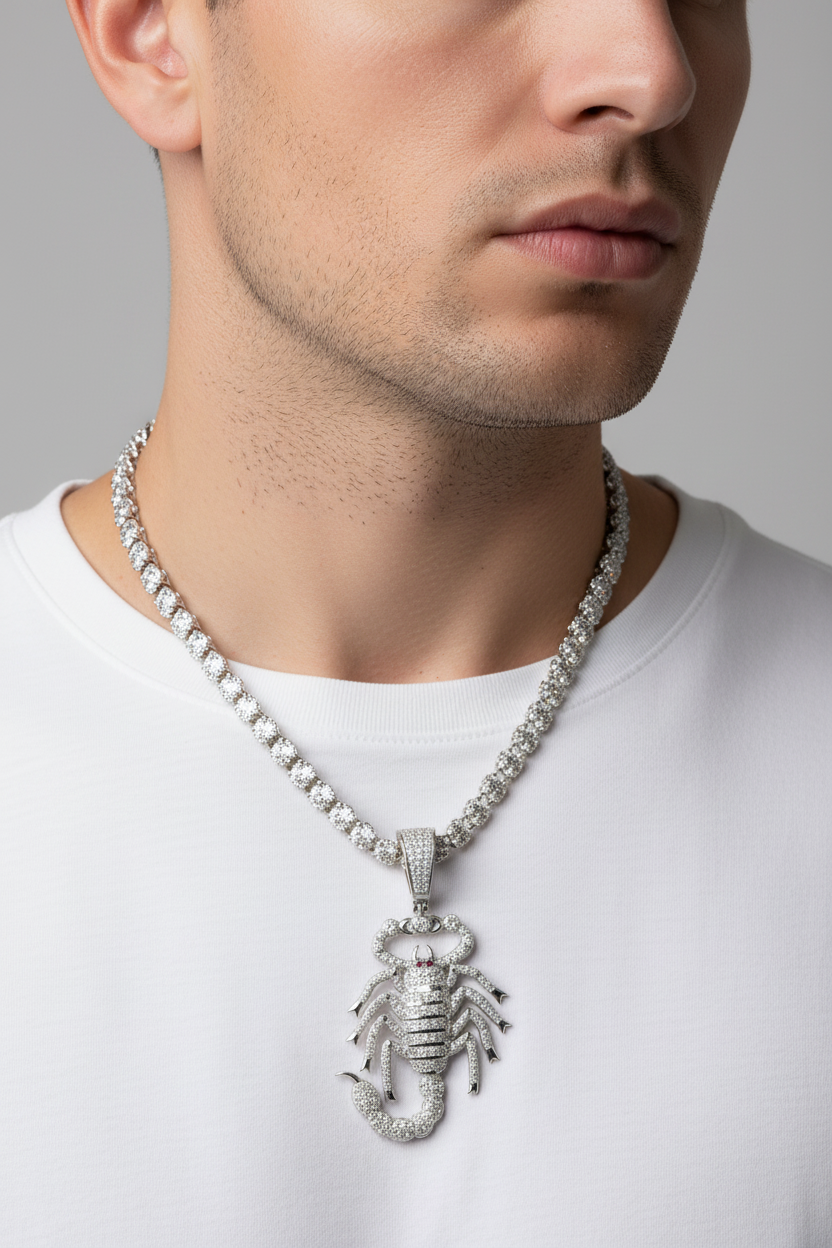 Sterling Silver Scorpion Pendant – VVS Moissanite 2.5 CTW