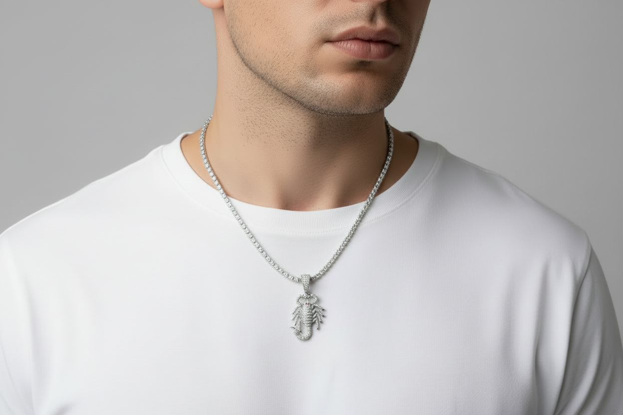 Sterling Silver Scorpion Pendant – VVS Moissanite 2.5 CTW