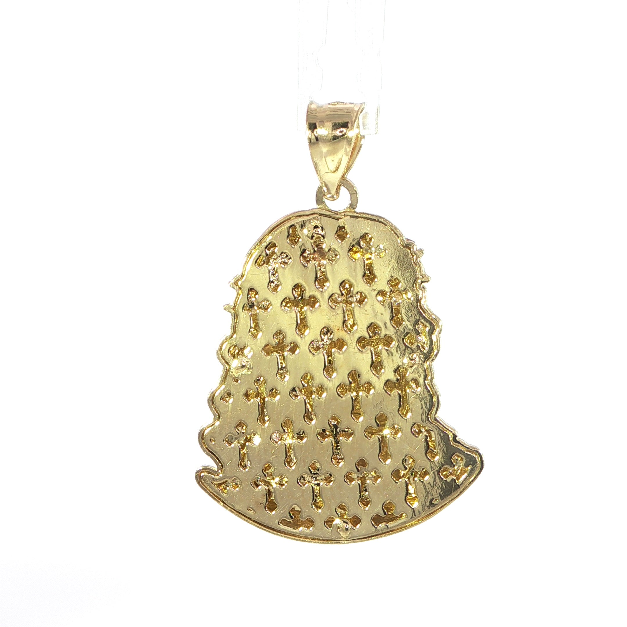 14K Gold Jesus Pendant with Crown of Thorns