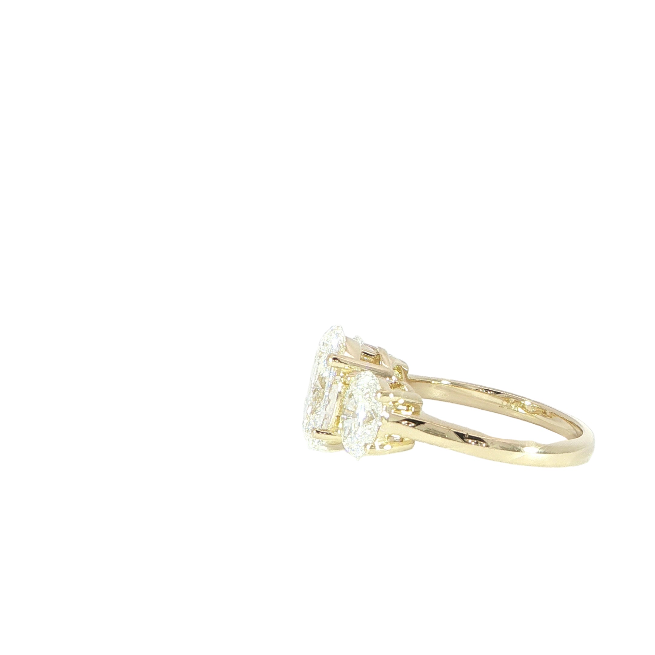 14K Gold 3-Stone Oval Diamond Engagement Ring