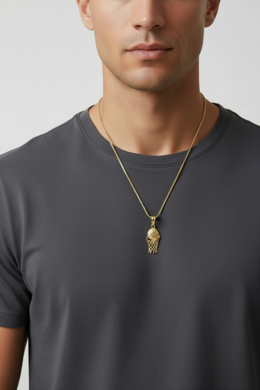 10K Gold Basketball Hoop Sport Pendant