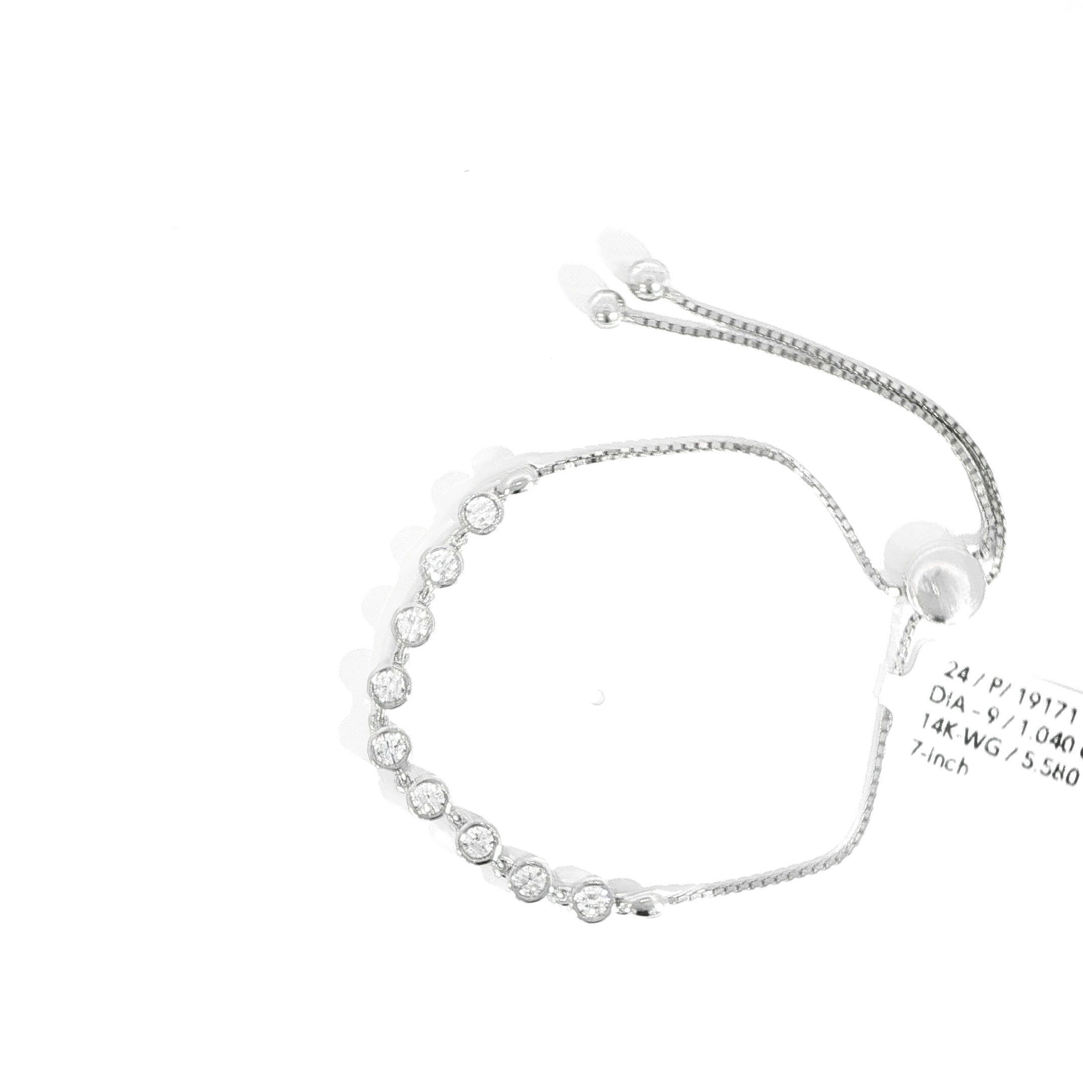 14K White Gold Diamond Bezel Bracelet – 1.04 CT