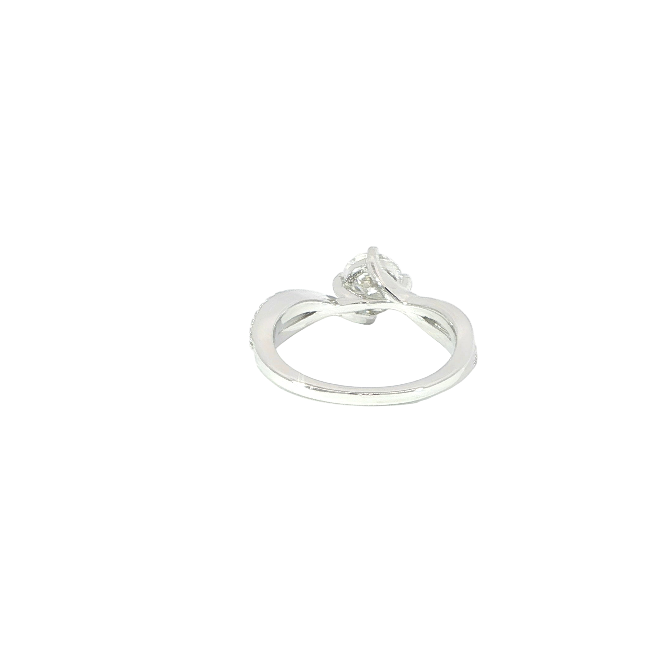 Sterling silver moissanite ring for women with elegant twist design