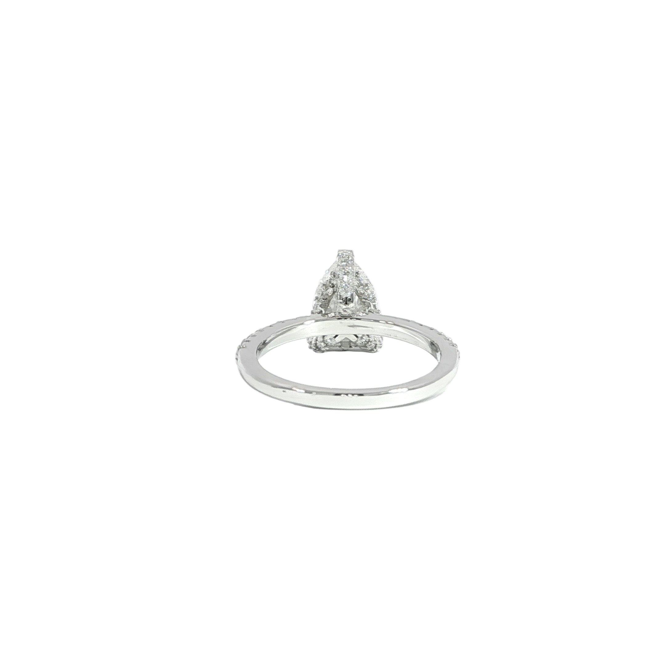Back of sterling silver pear moissanite solitaire ring