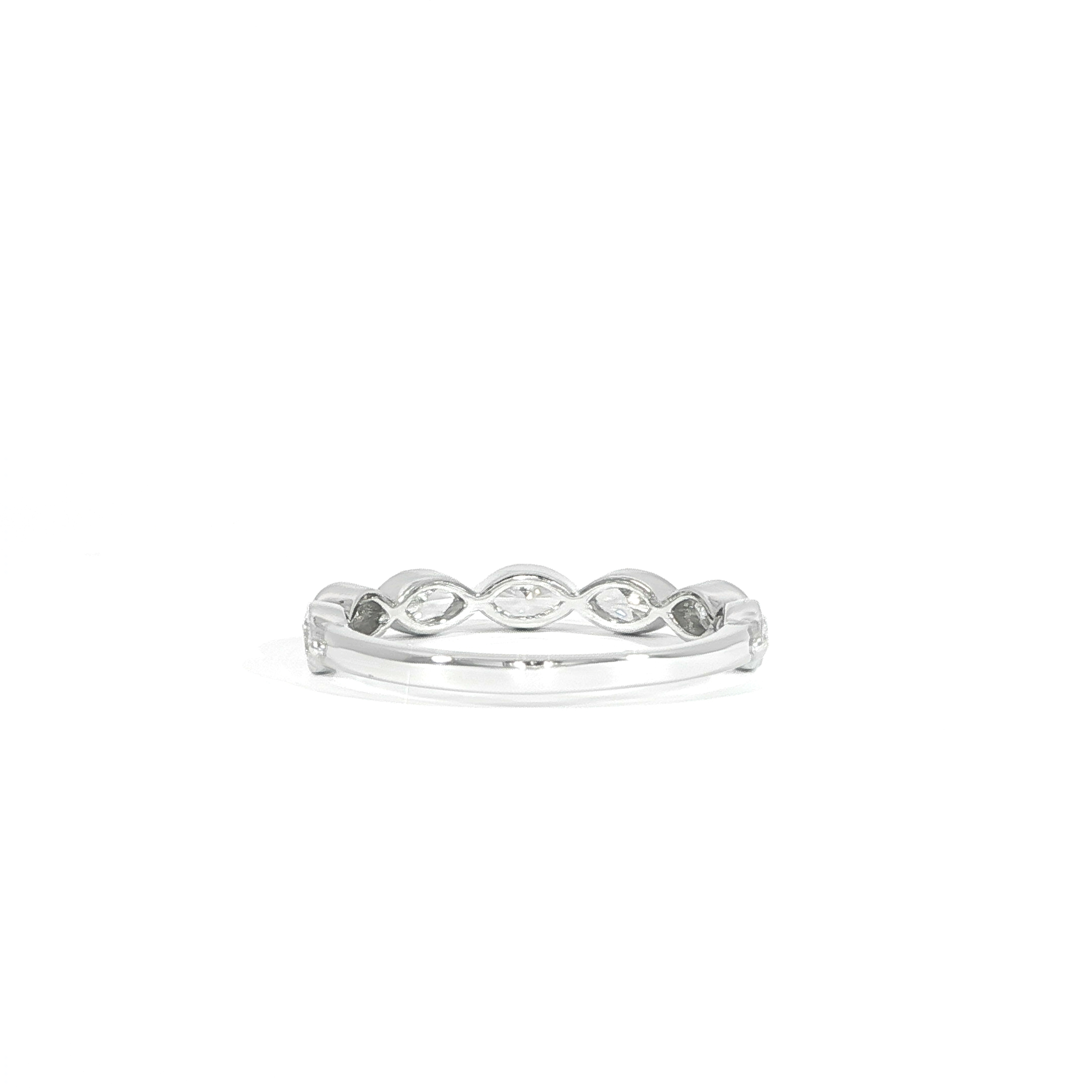 Stackable marquise diamond ring in white gold back view