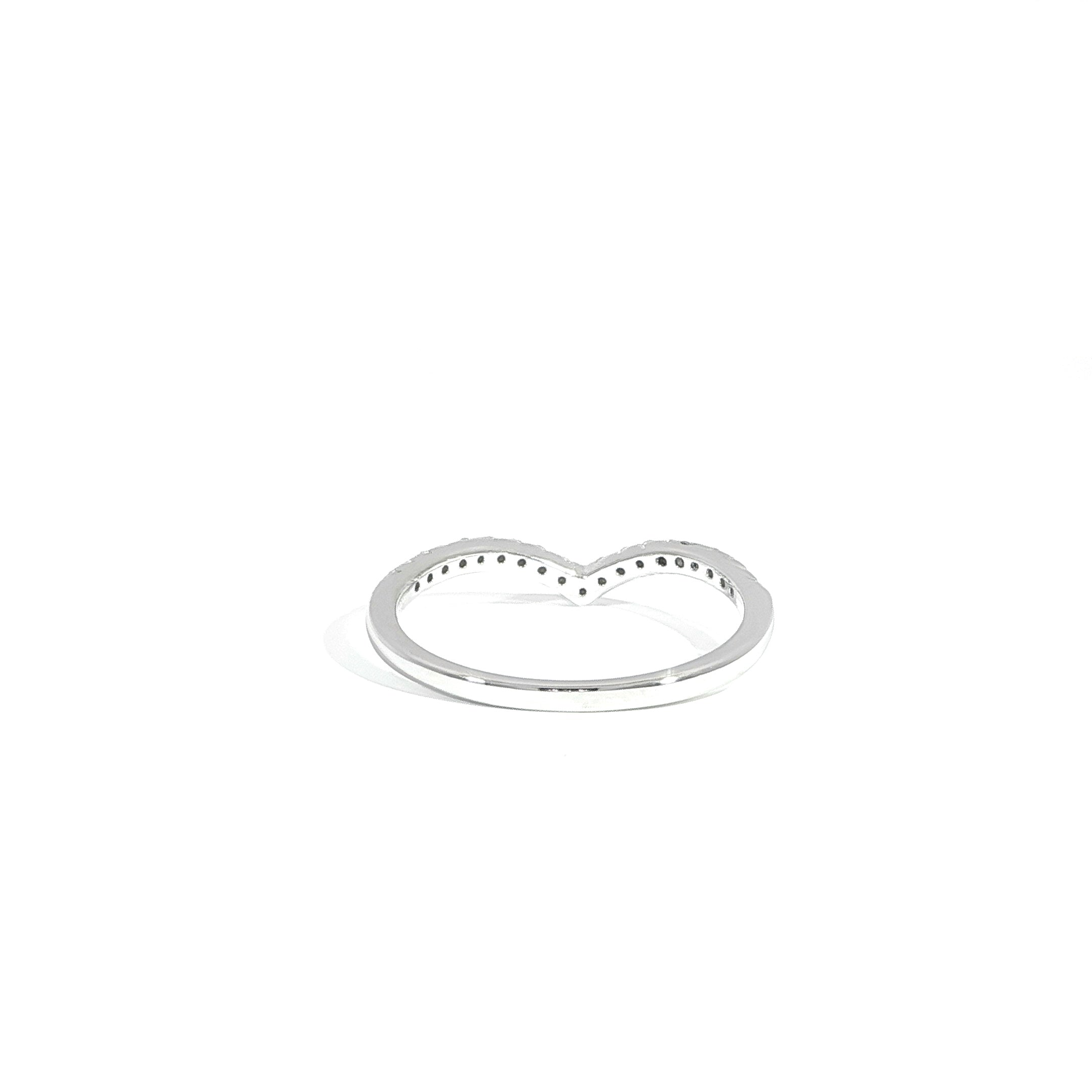 Back view chevron stacking ring silver