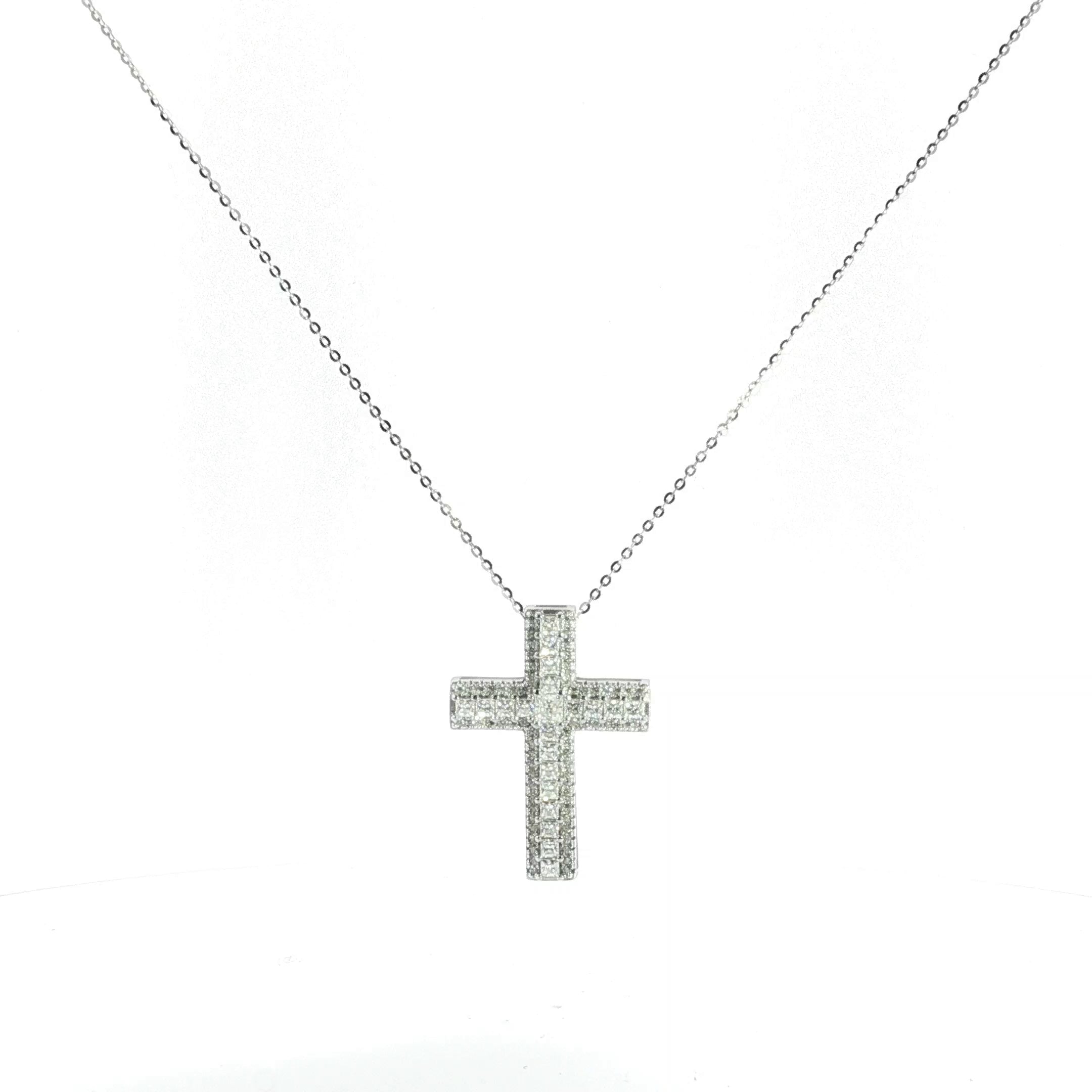 Silver Moissanite Cross Necklace