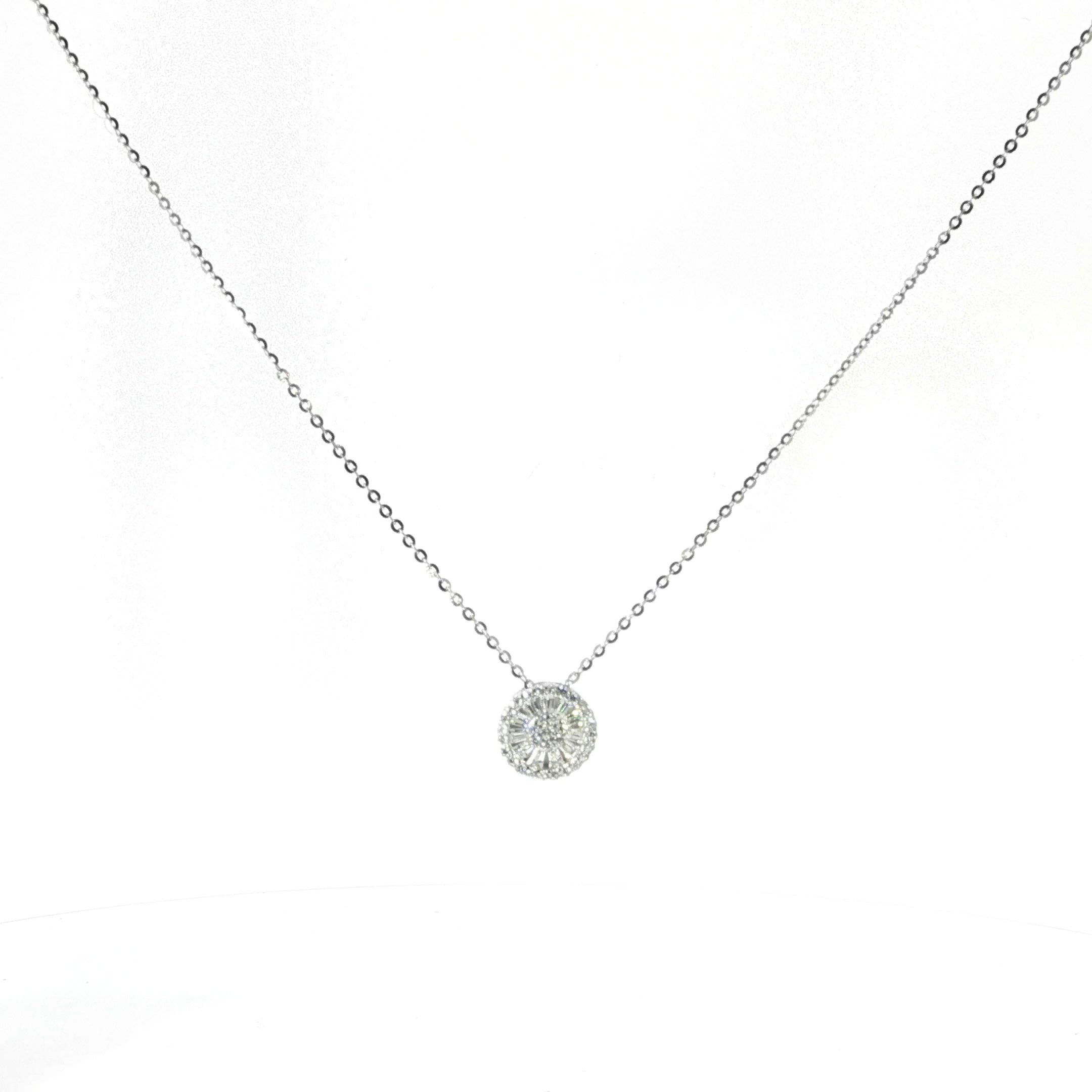 Sterling Silver Circle Pendant With Baguettes - VVS Moissanite